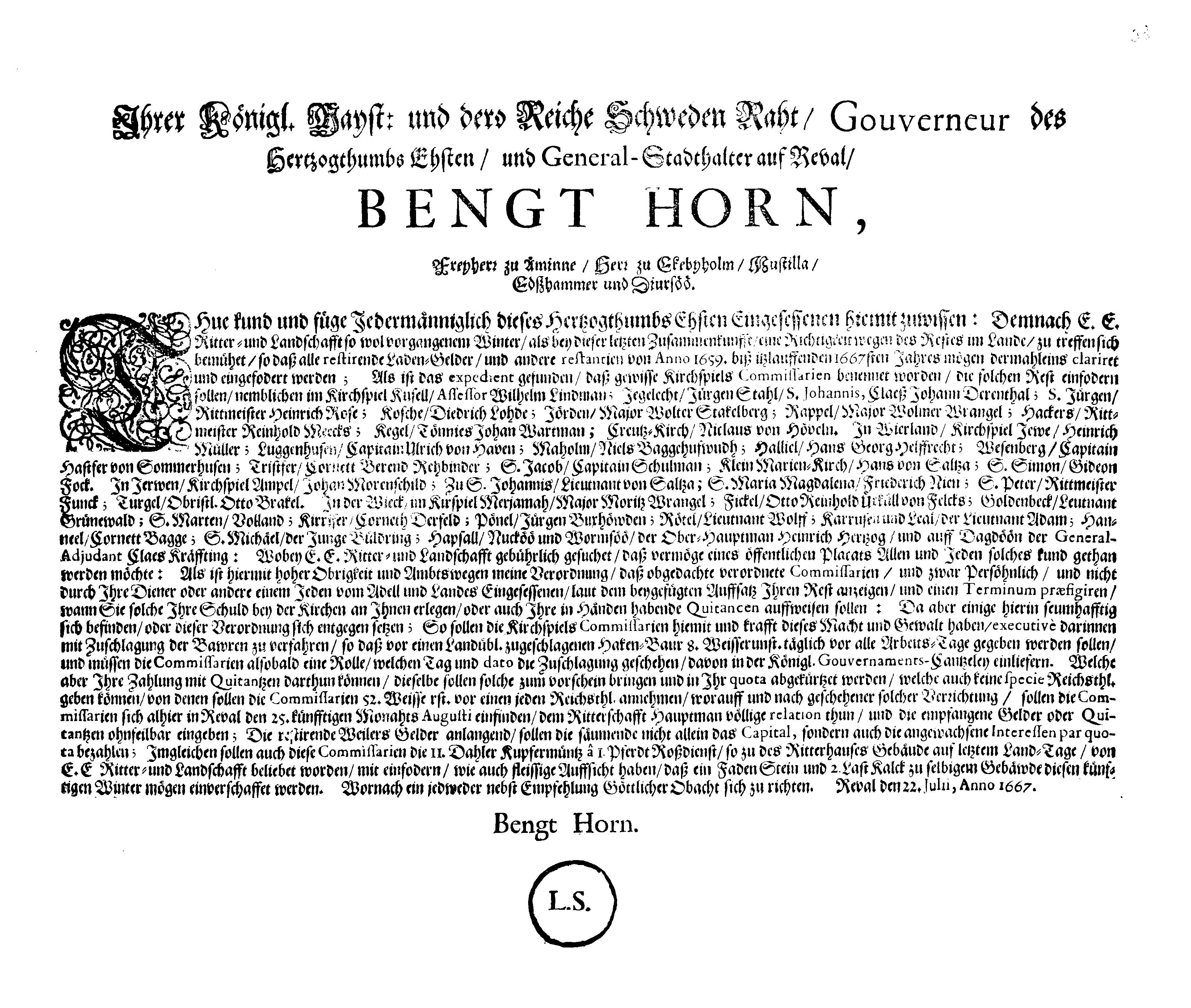 [Bengt Horni korraldus]