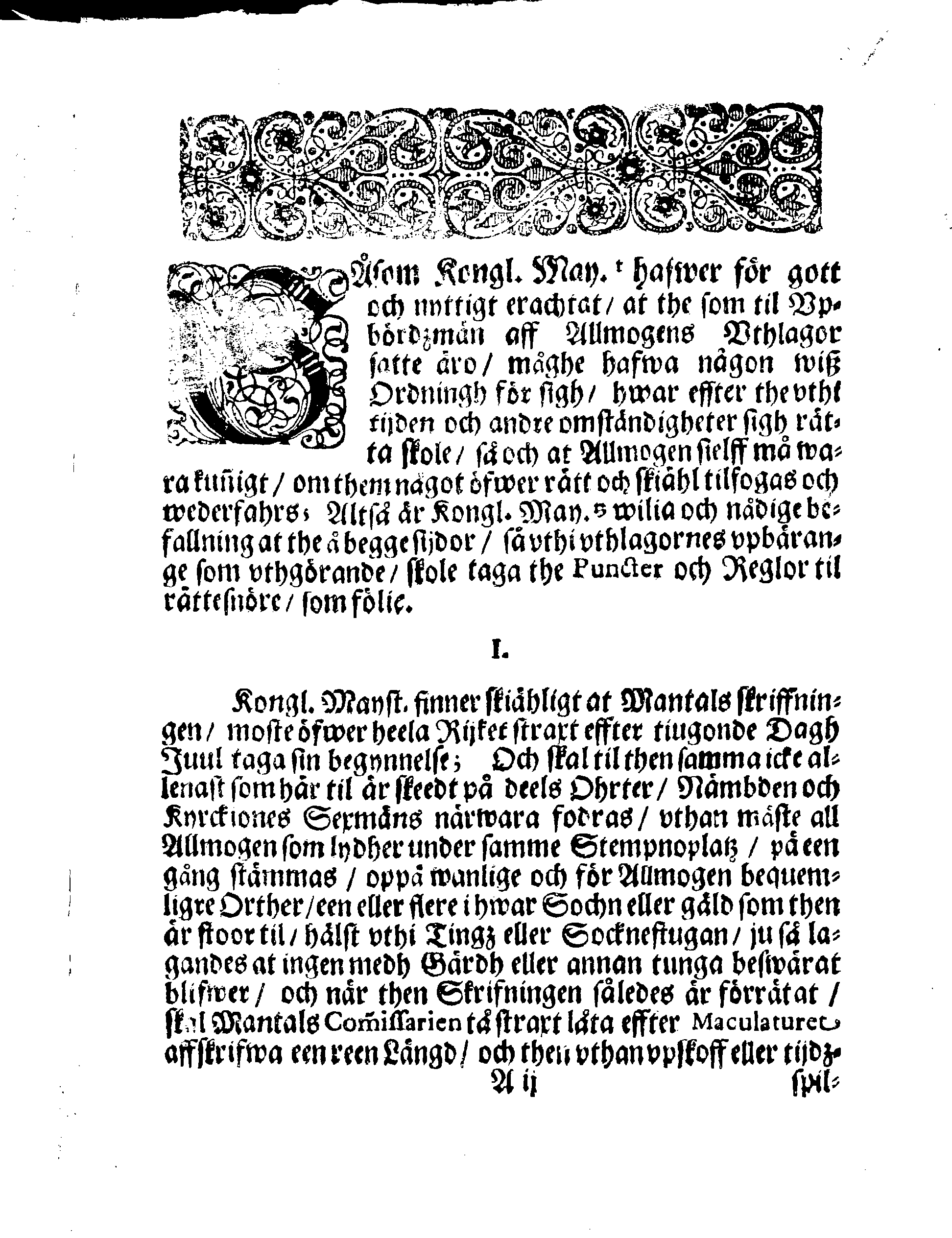 Kongl. May.tz Nådige Förordningh, Huruledes medh upbärande aff Allmogens Uthlagor til Chronan, här effter hållas skall