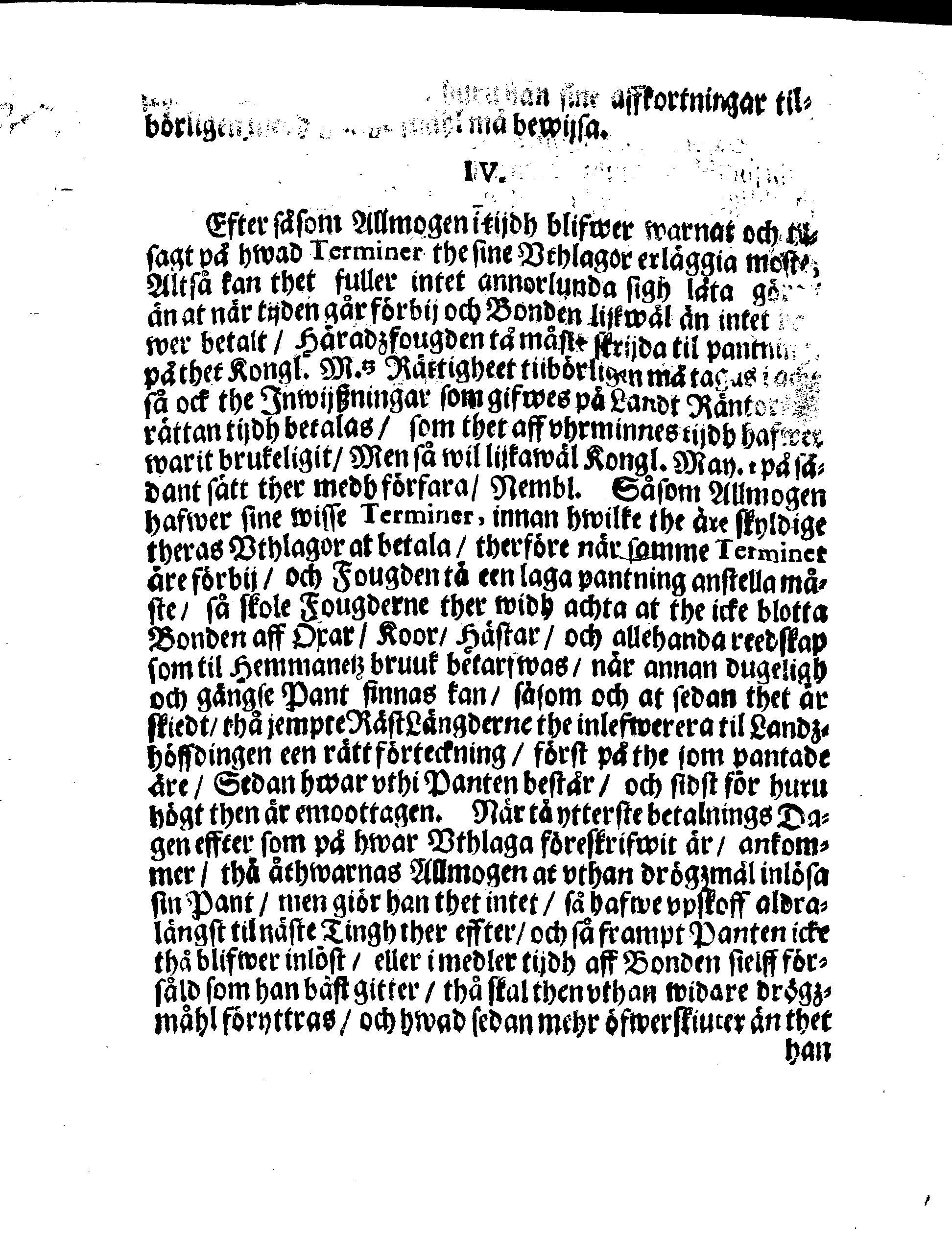 Kongl. May.tz Nådige Förordningh, Huruledes medh upbärande aff Allmogens Uthlagor til Chronan, här effter hållas skall