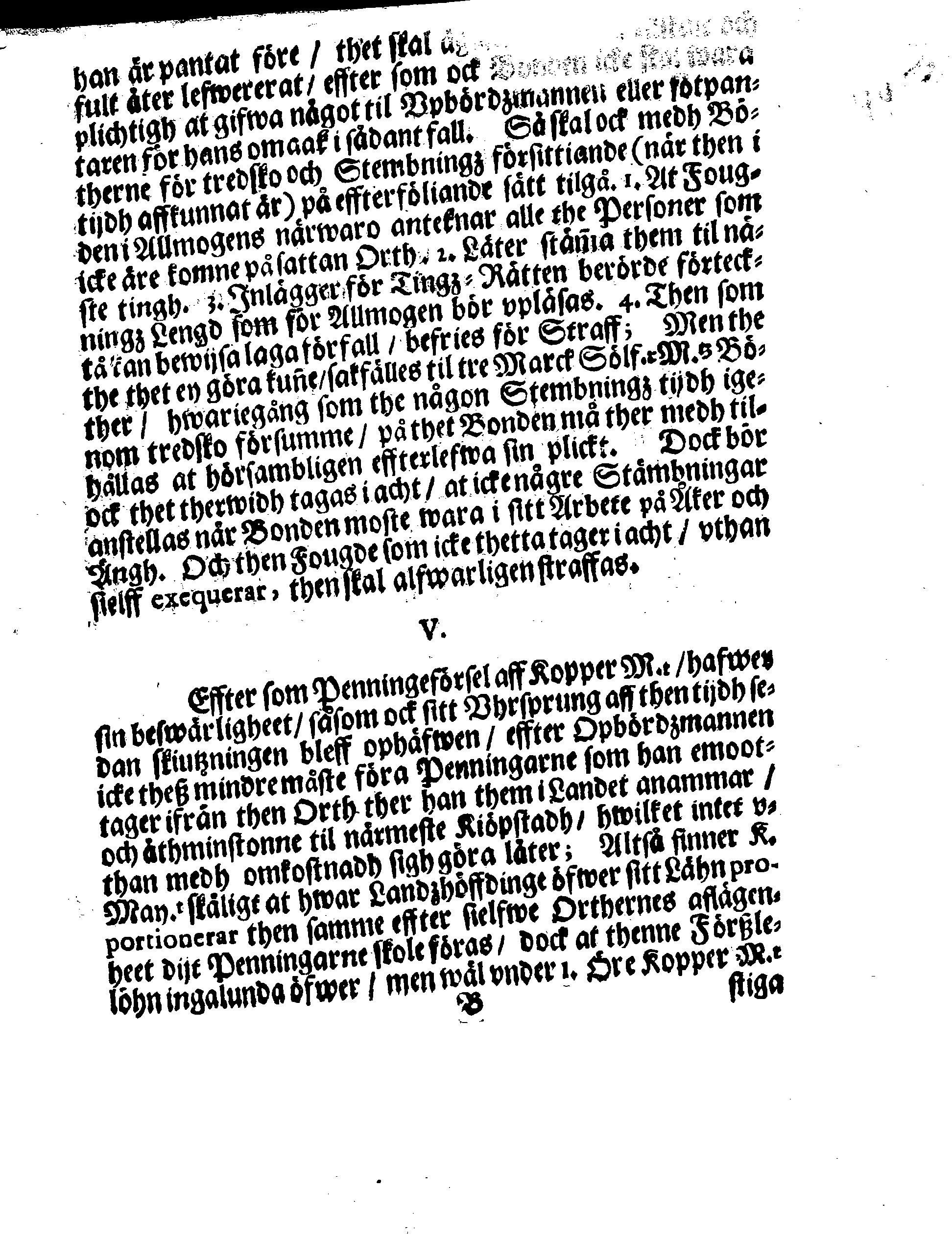 Kongl. May.tz Nådige Förordningh, Huruledes medh upbärande aff Allmogens Uthlagor til Chronan, här effter hållas skall