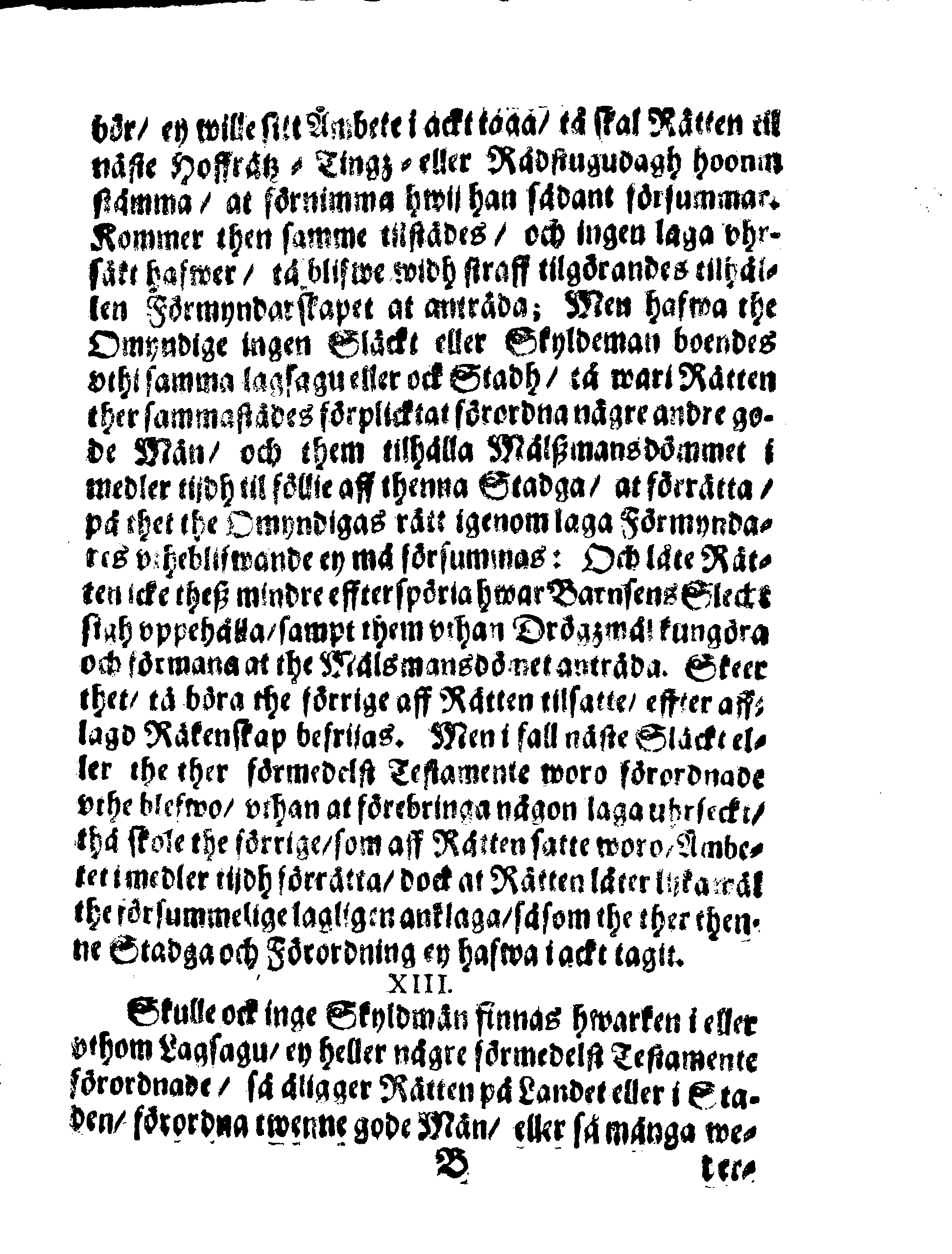 Kongl. May:tz Förmyndare Ordningh