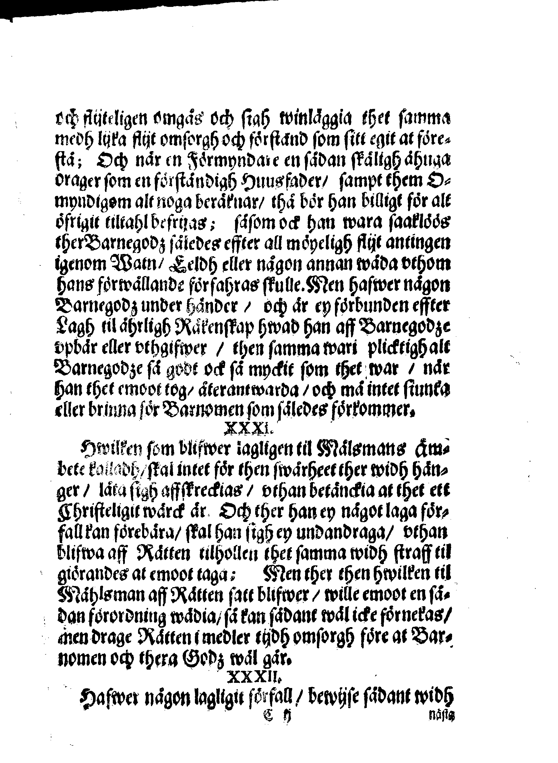 Kongl. May:tz Förmyndare Ordningh