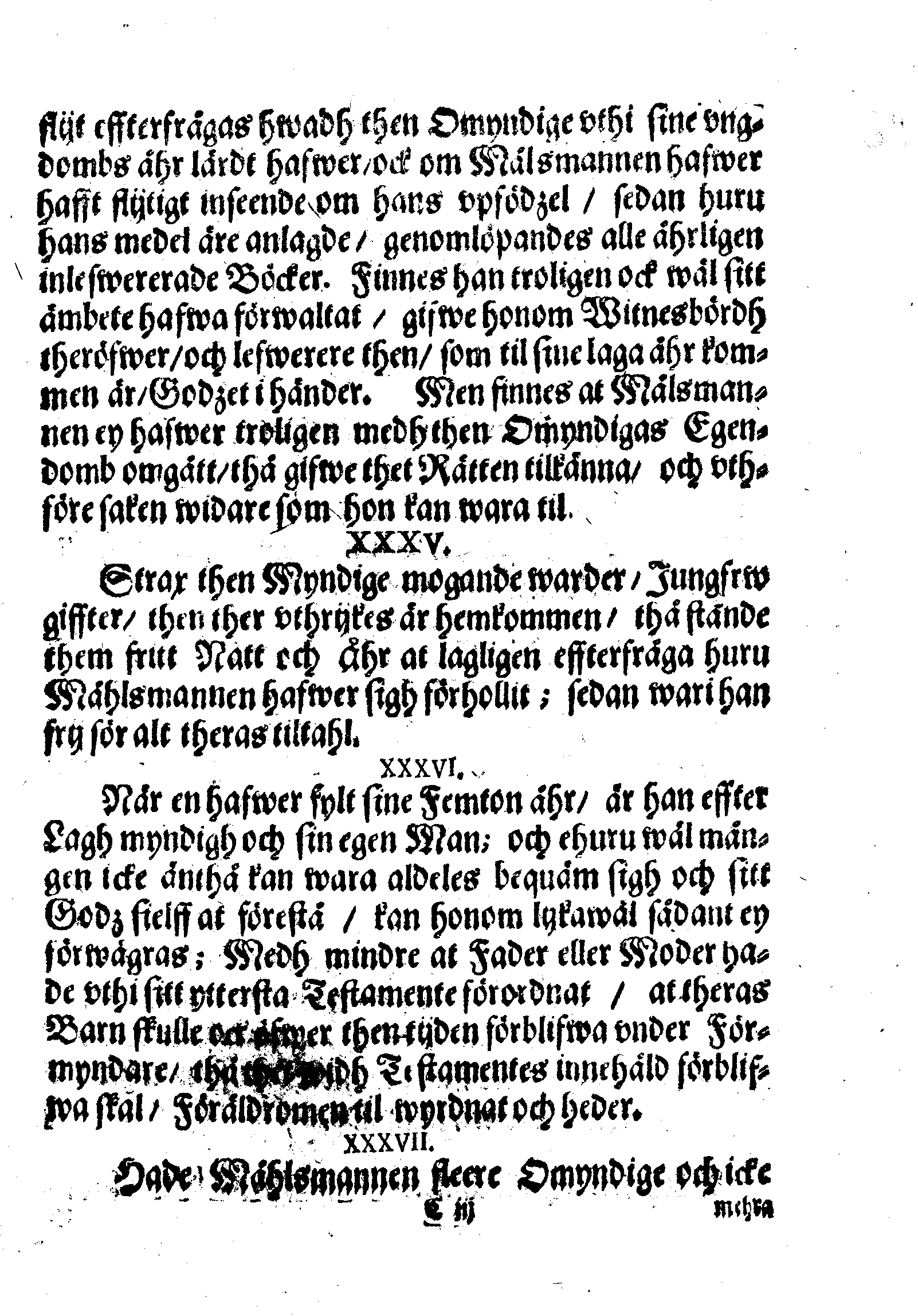 Kongl. May:tz Förmyndare Ordningh