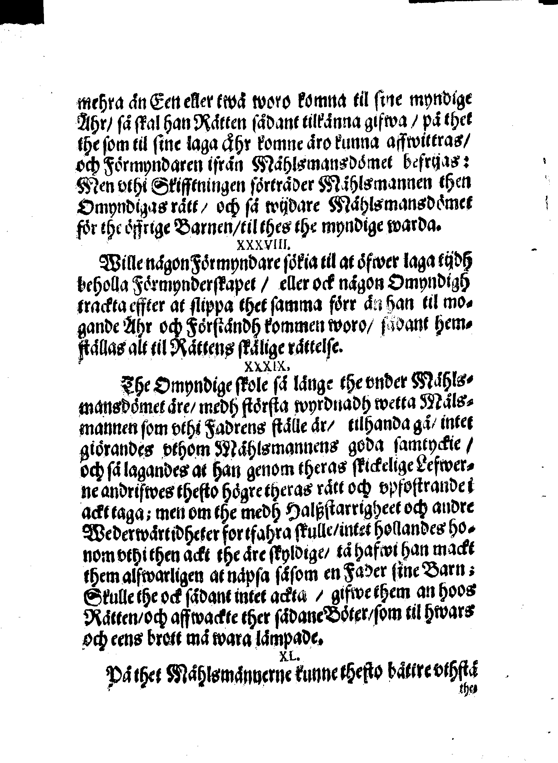 Kongl. May:tz Förmyndare Ordningh