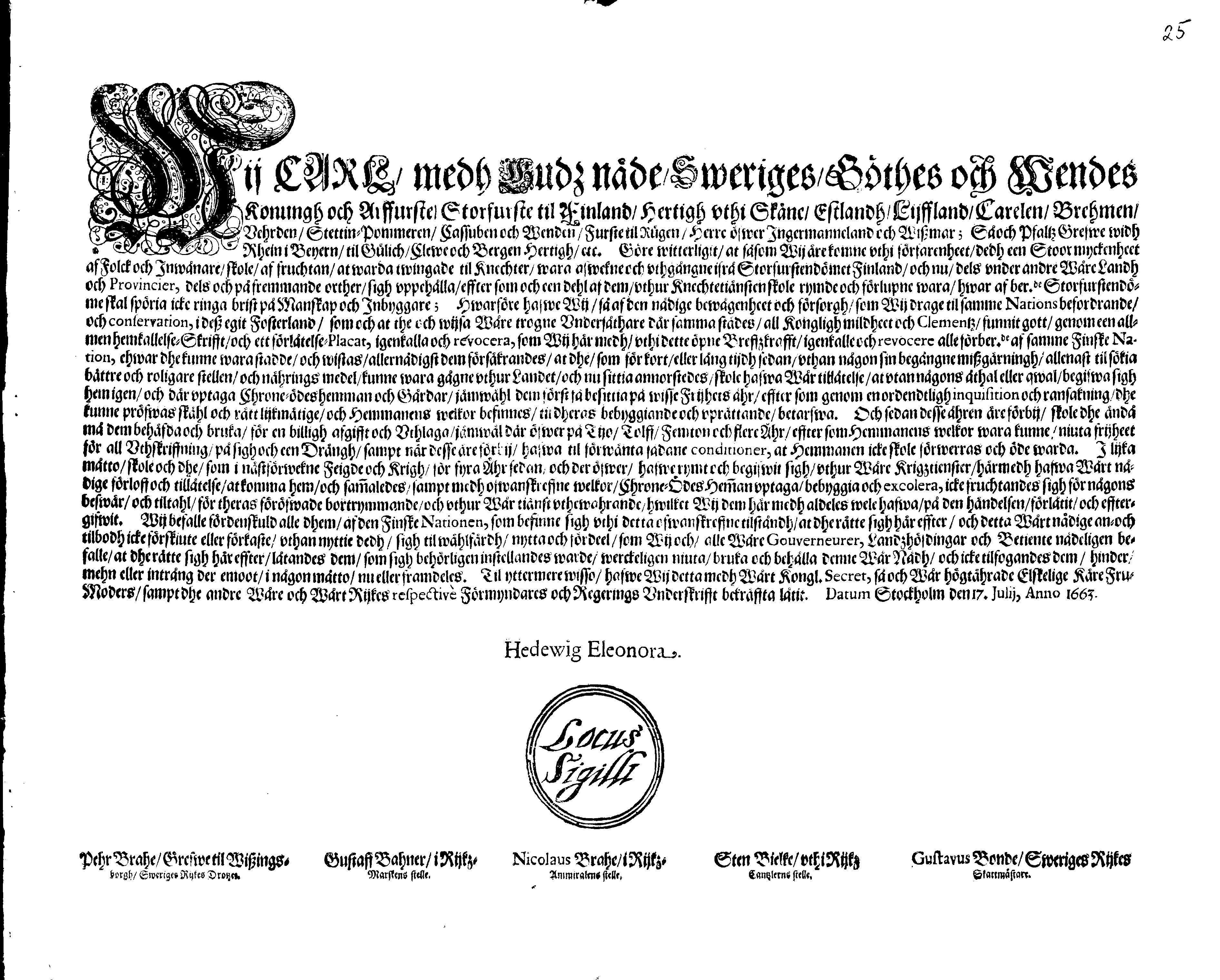 [Kuningas Karl XI eestkostevalitsuse korraldus]