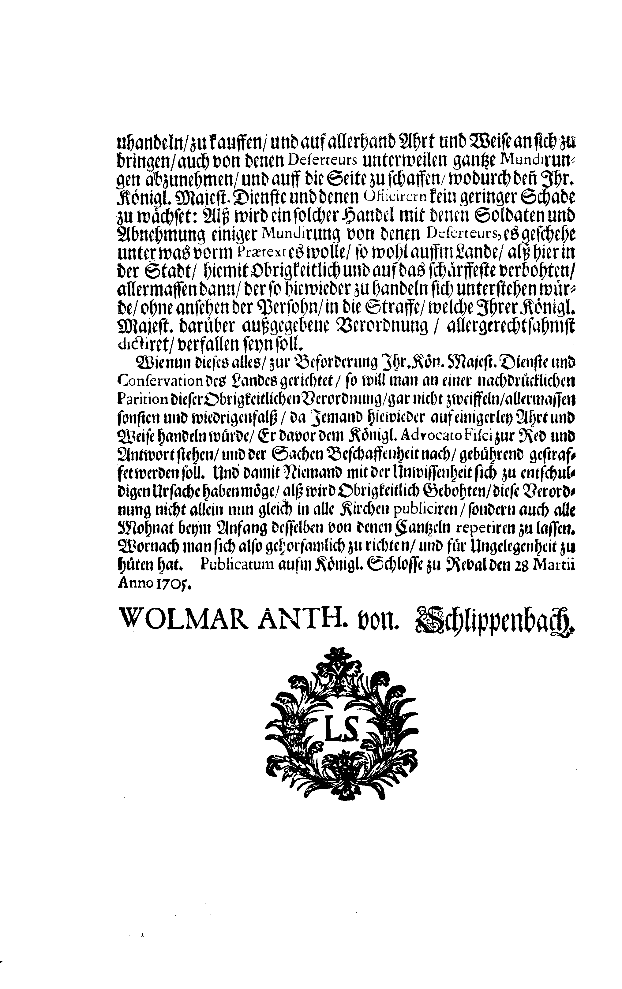 [Wolmar Anton von Schlippenbachi korraldus]