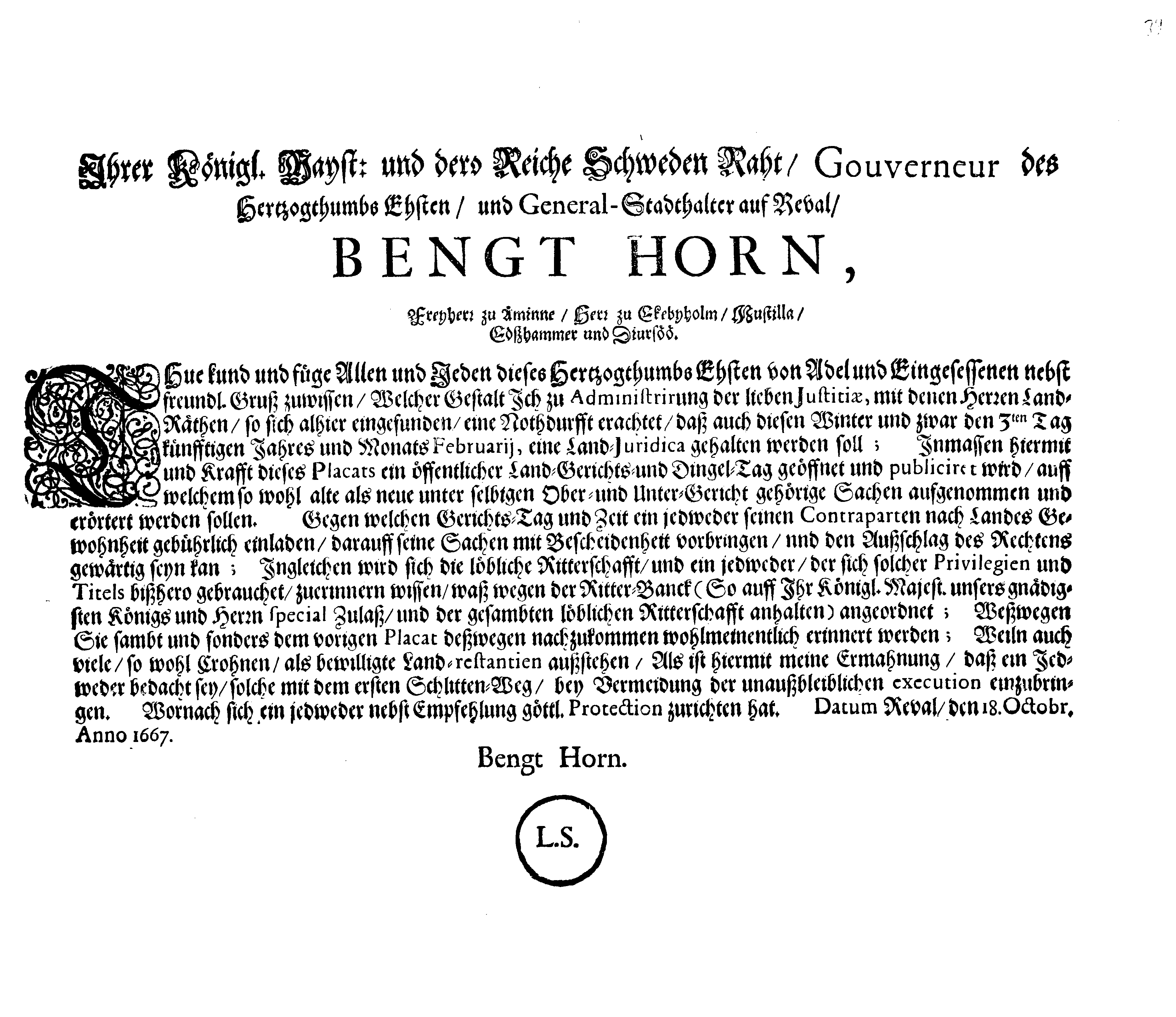 [Bengt Horni korraldus]