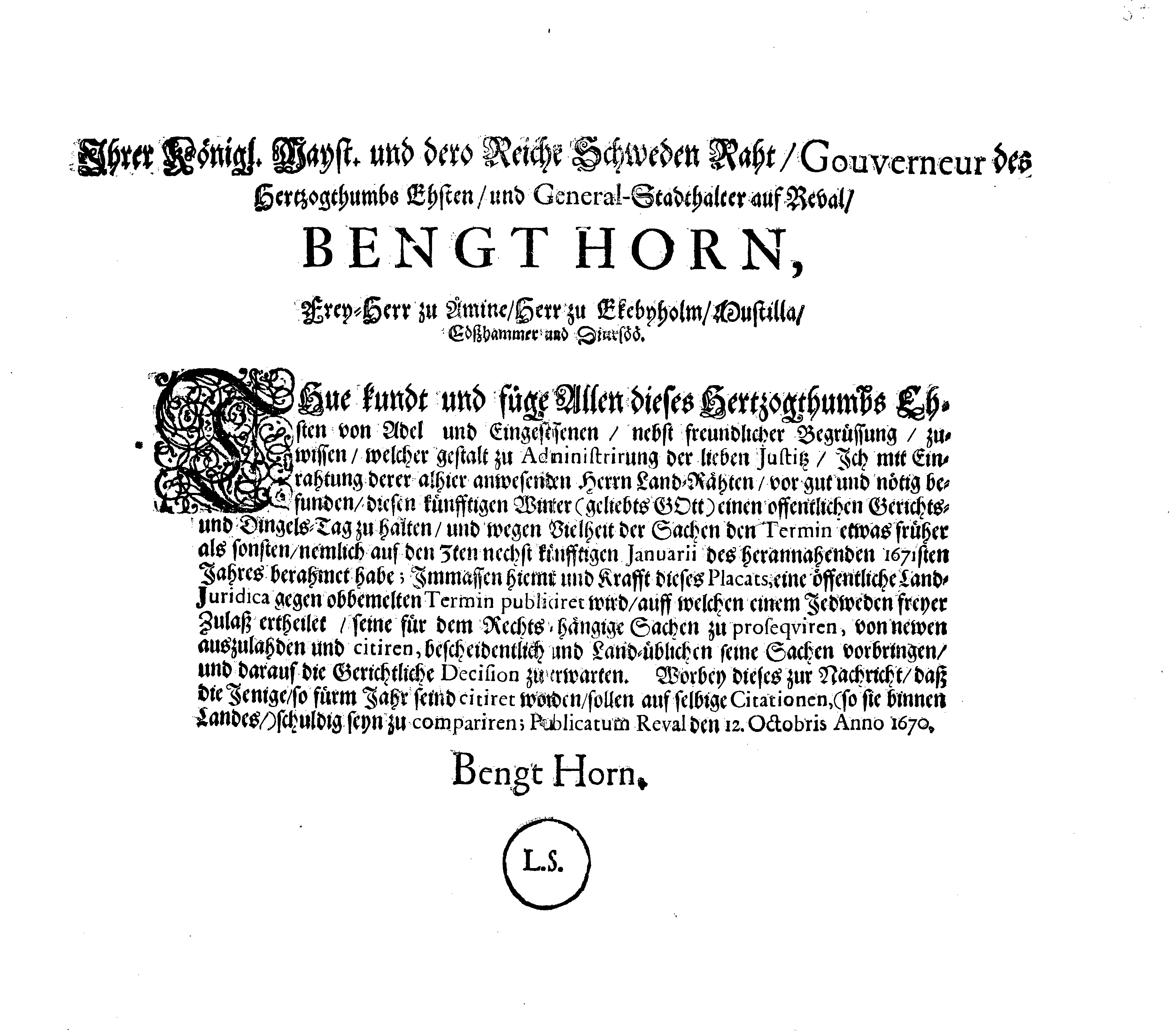 [Bengt Horni korraldus]