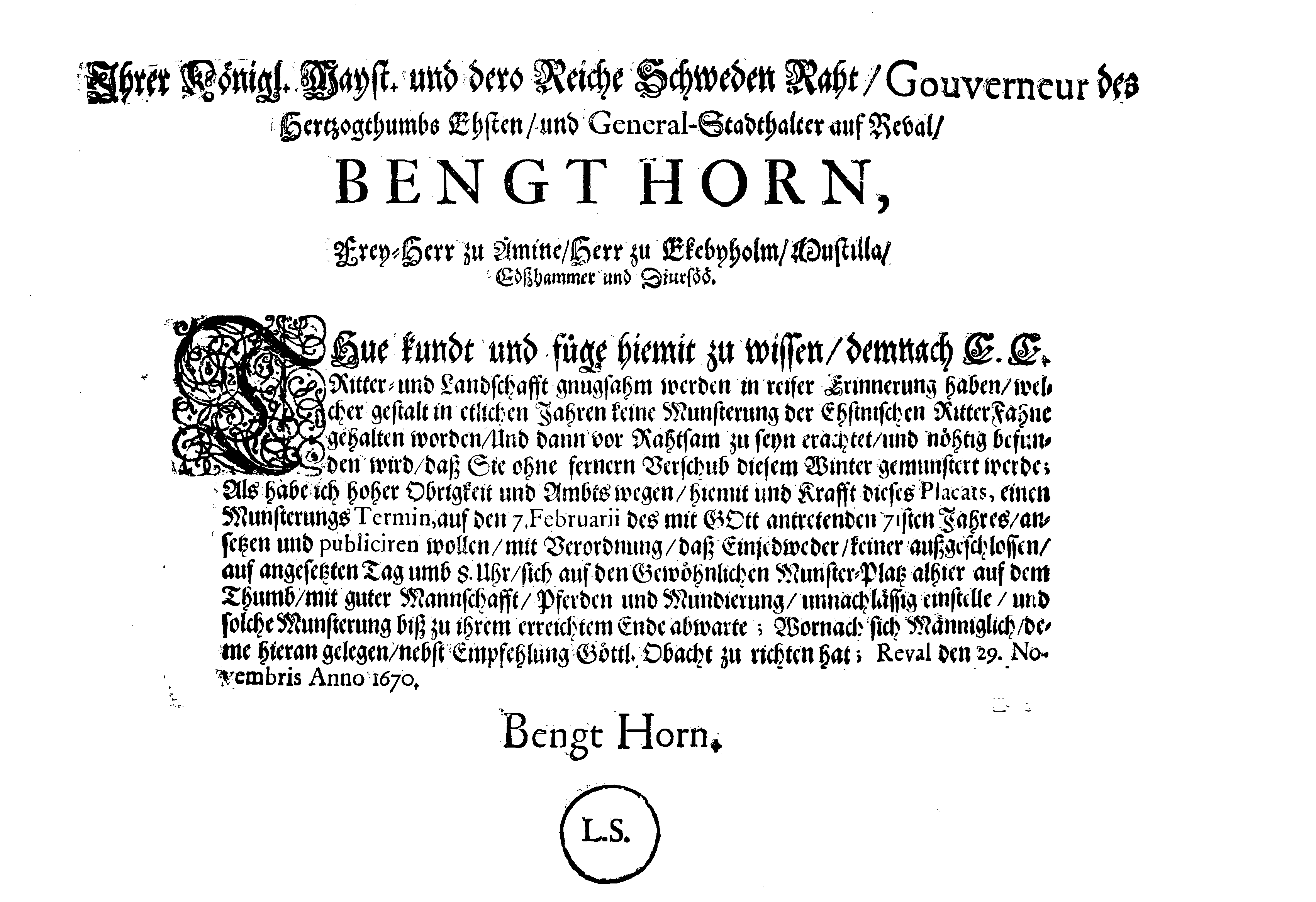 [Bengt Horni korraldus]