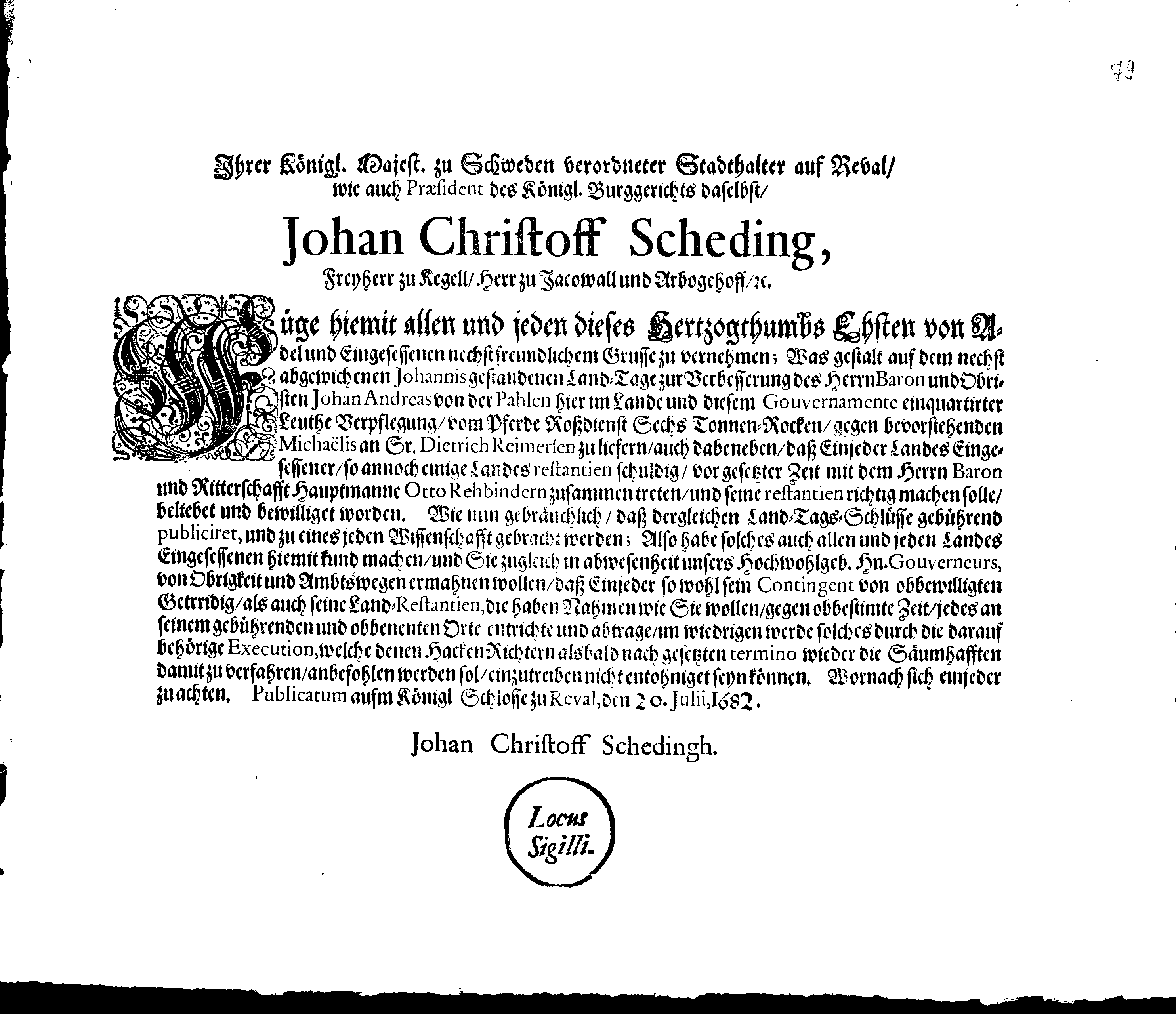 [Johan Christopher von Scheidingi korraldus]