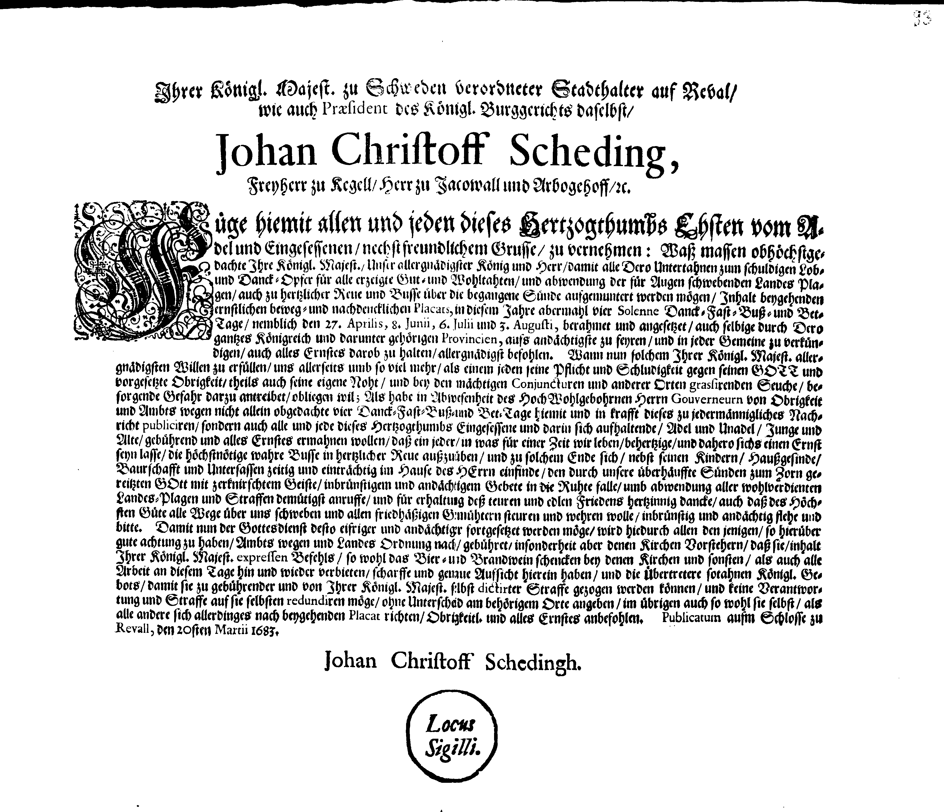 [Johan Christopher von Scheidingi korraldus]