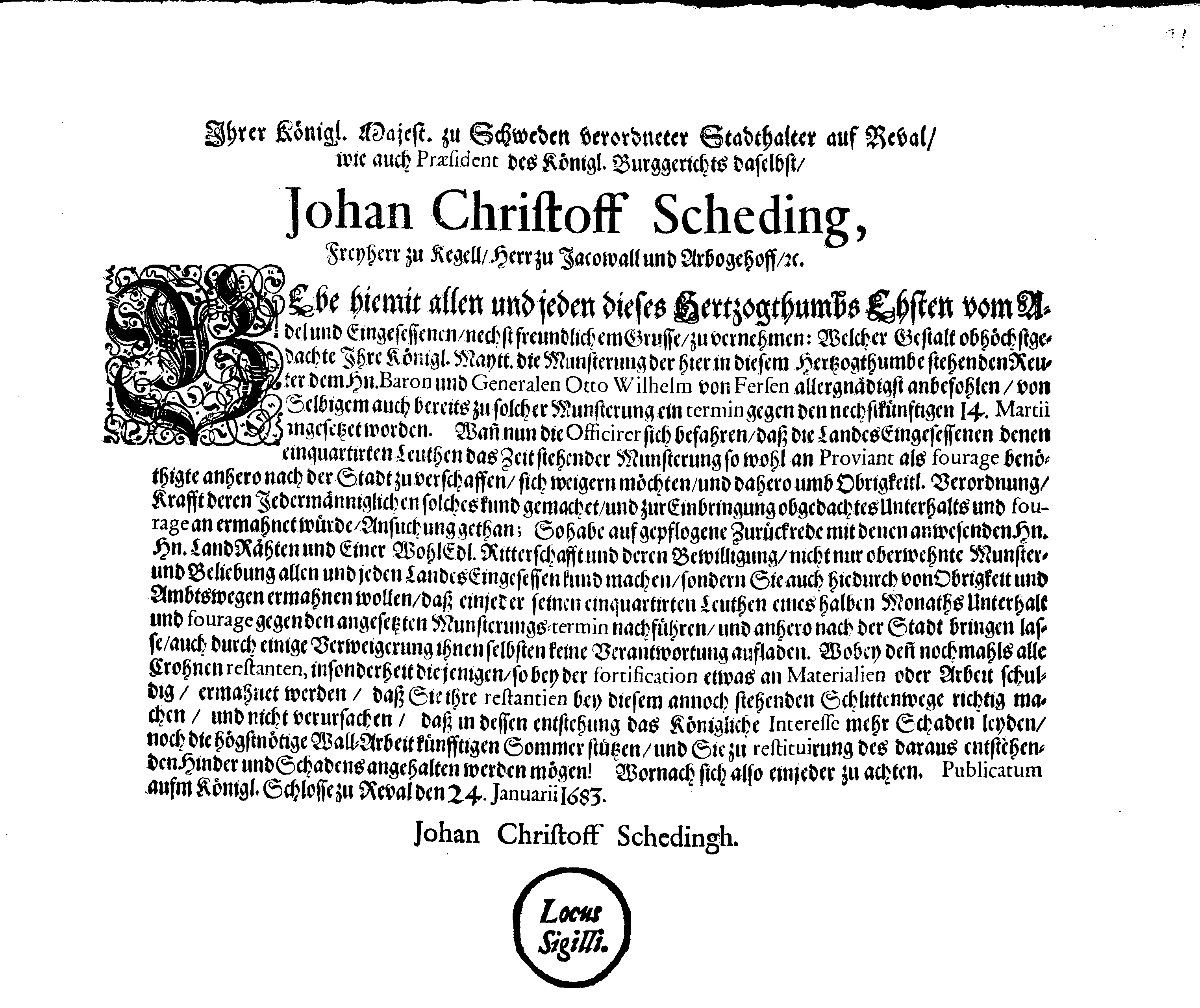 [Johan Christopher von Scheidingi korraldus]