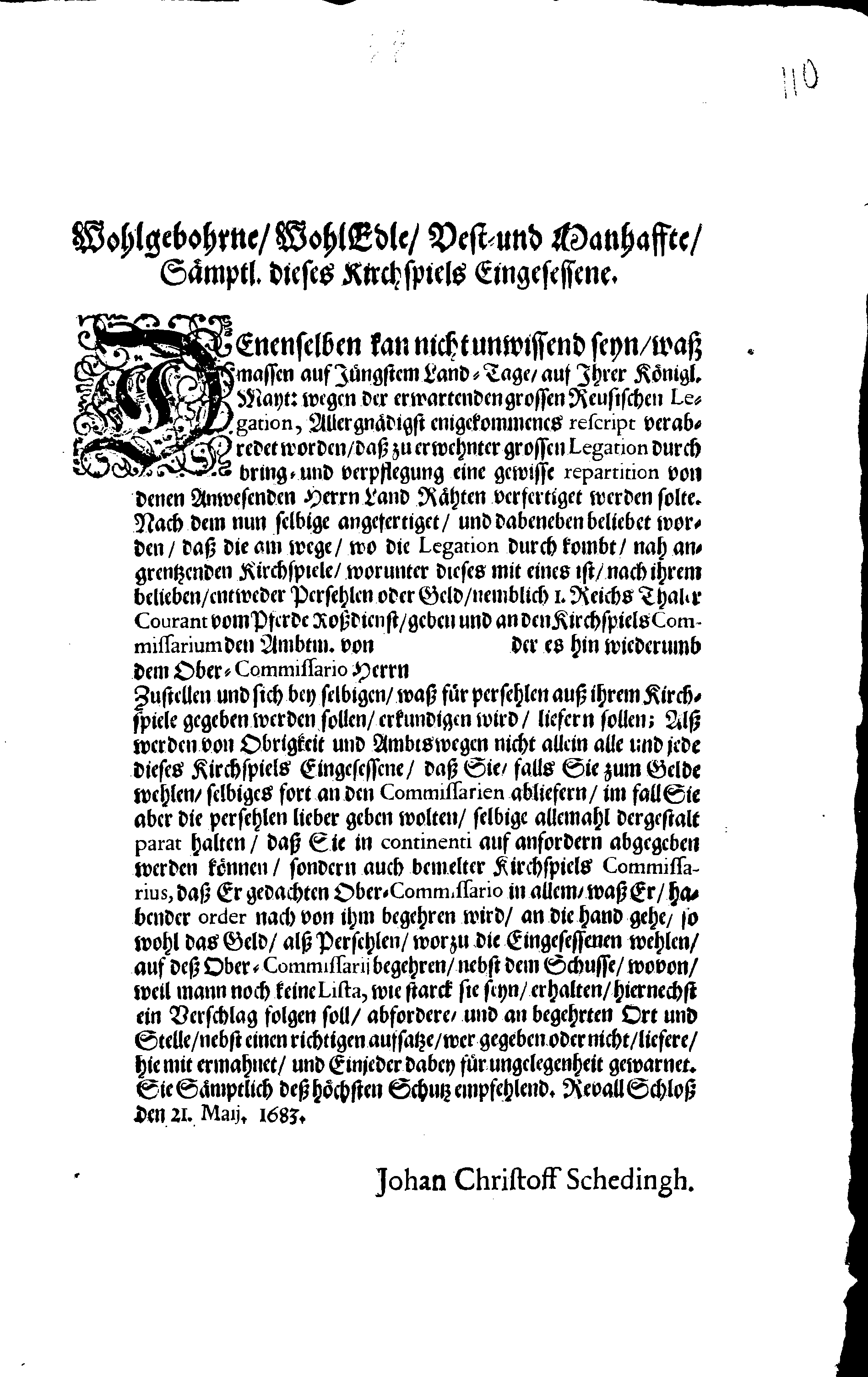 [Johan Christopher von Scheidingi korraldus]