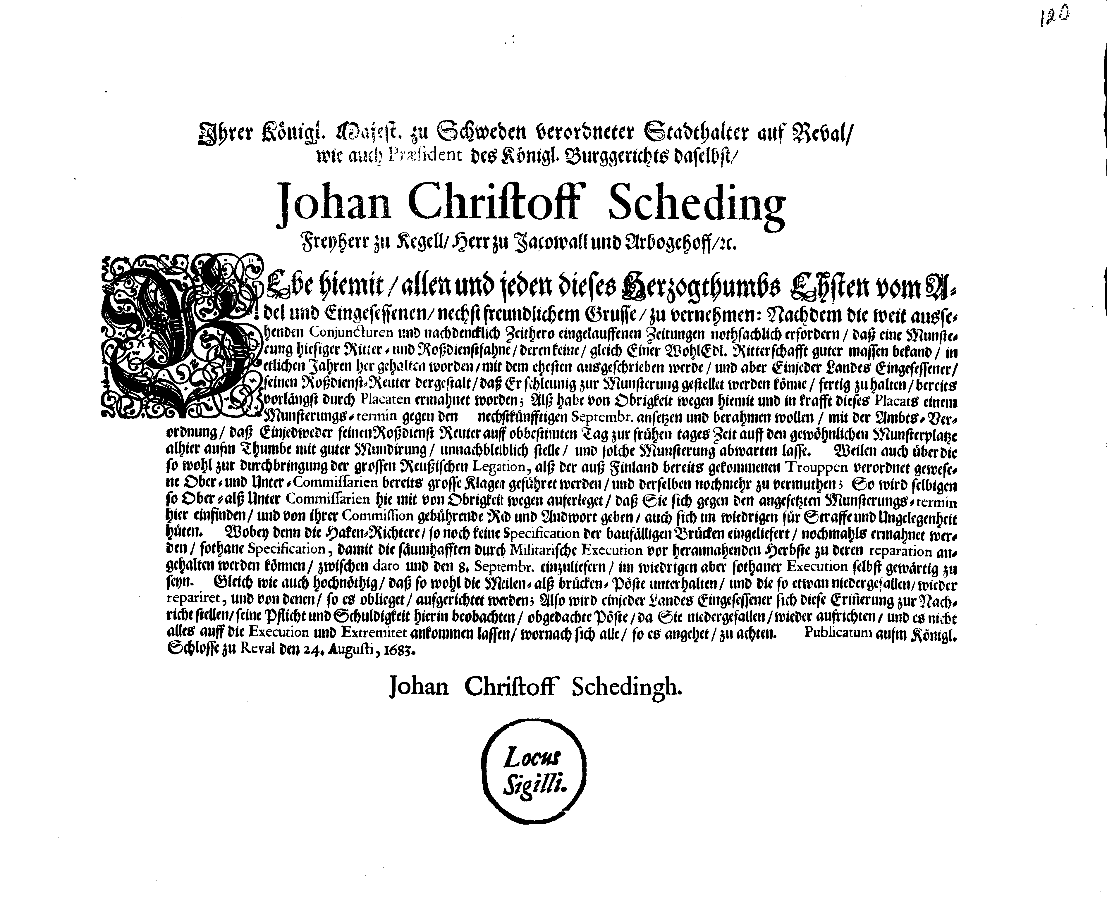 [Johan Christopher von Scheidingi korraldus]