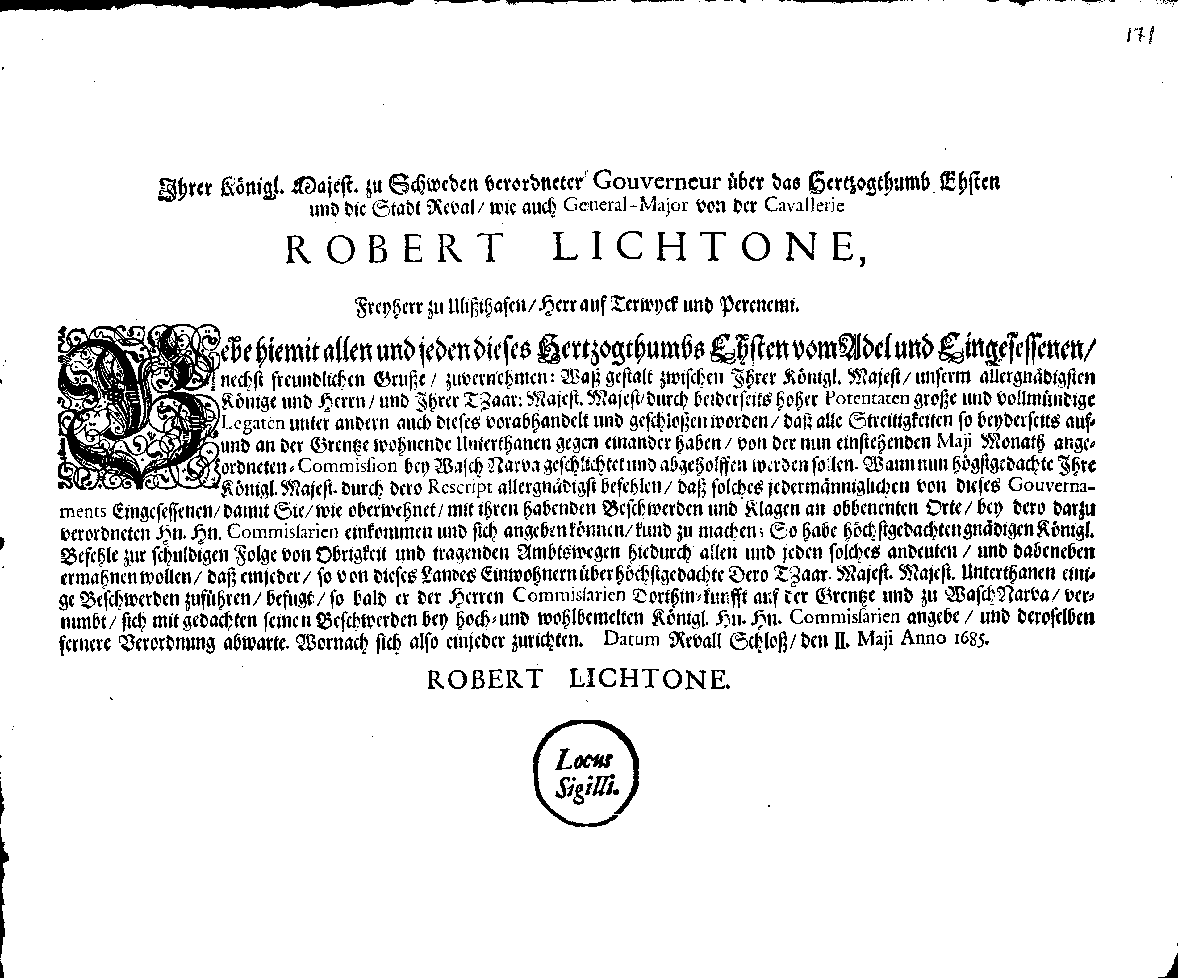 [Robert Lichtoni korraldus]