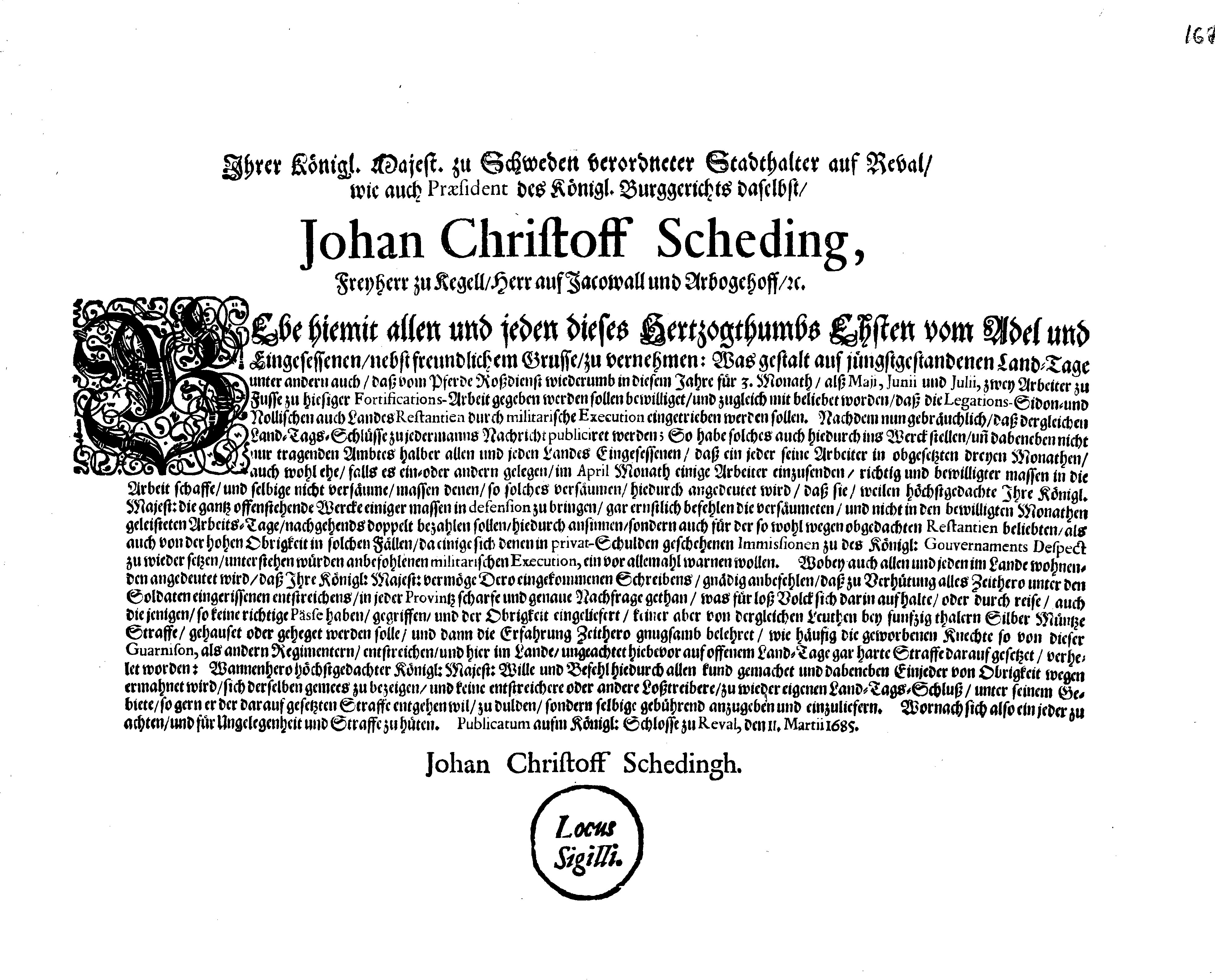 [Johan Christopher von Scheidingi korraldus]