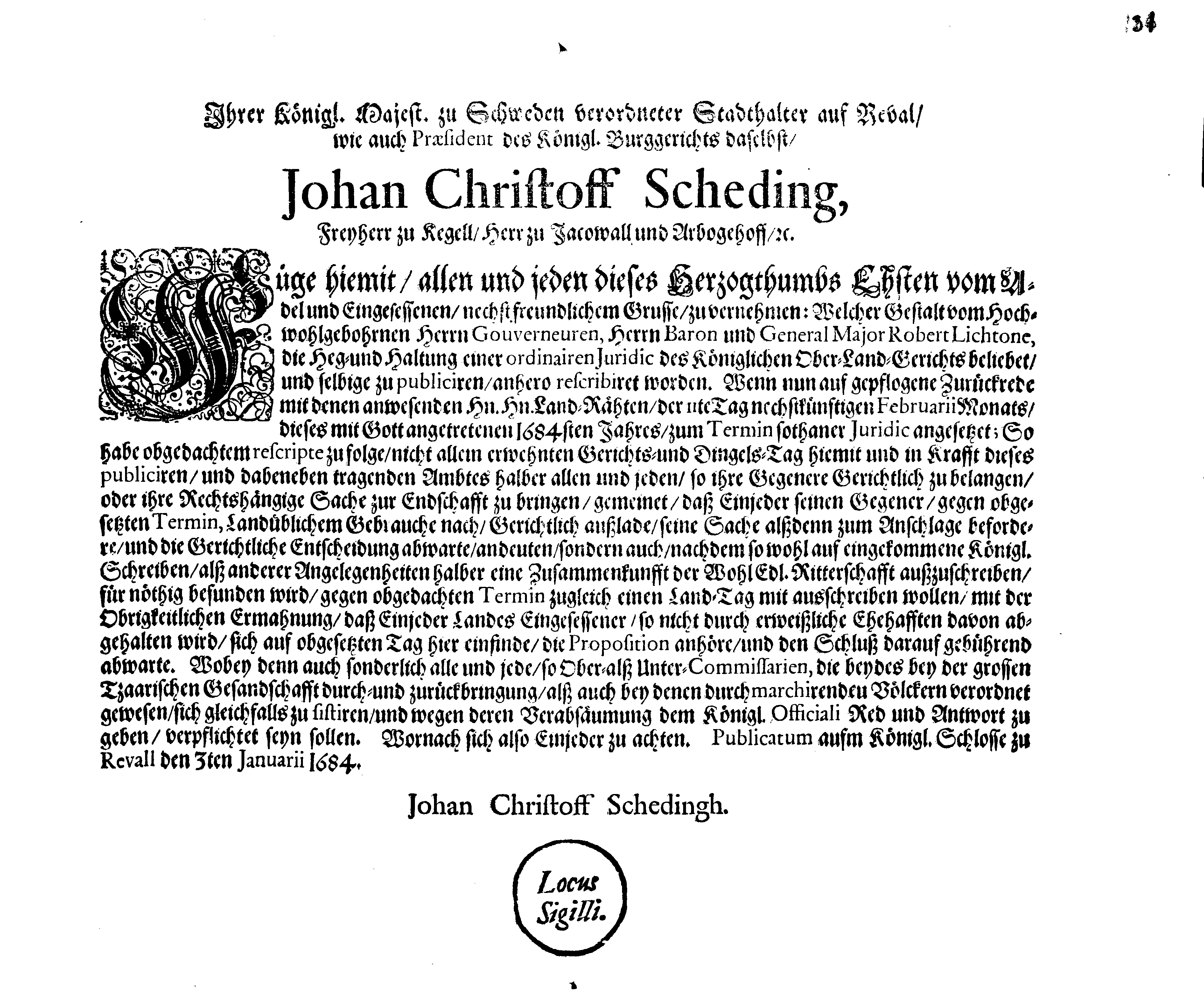 [Johan Christopher von Scheidingi korraldus]