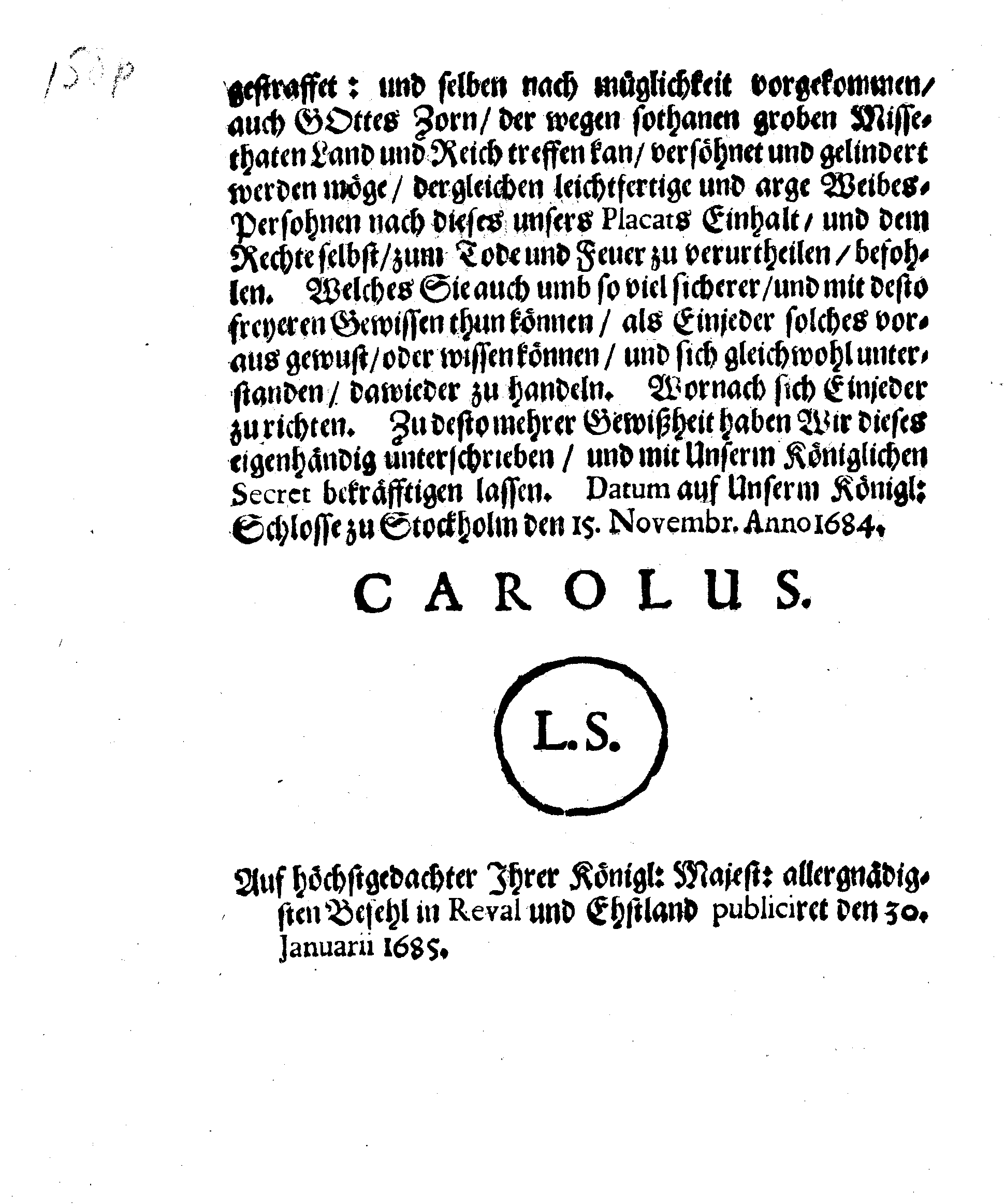 Ihrer Königl. Majest. Verordnung wegen Kinder-Mords