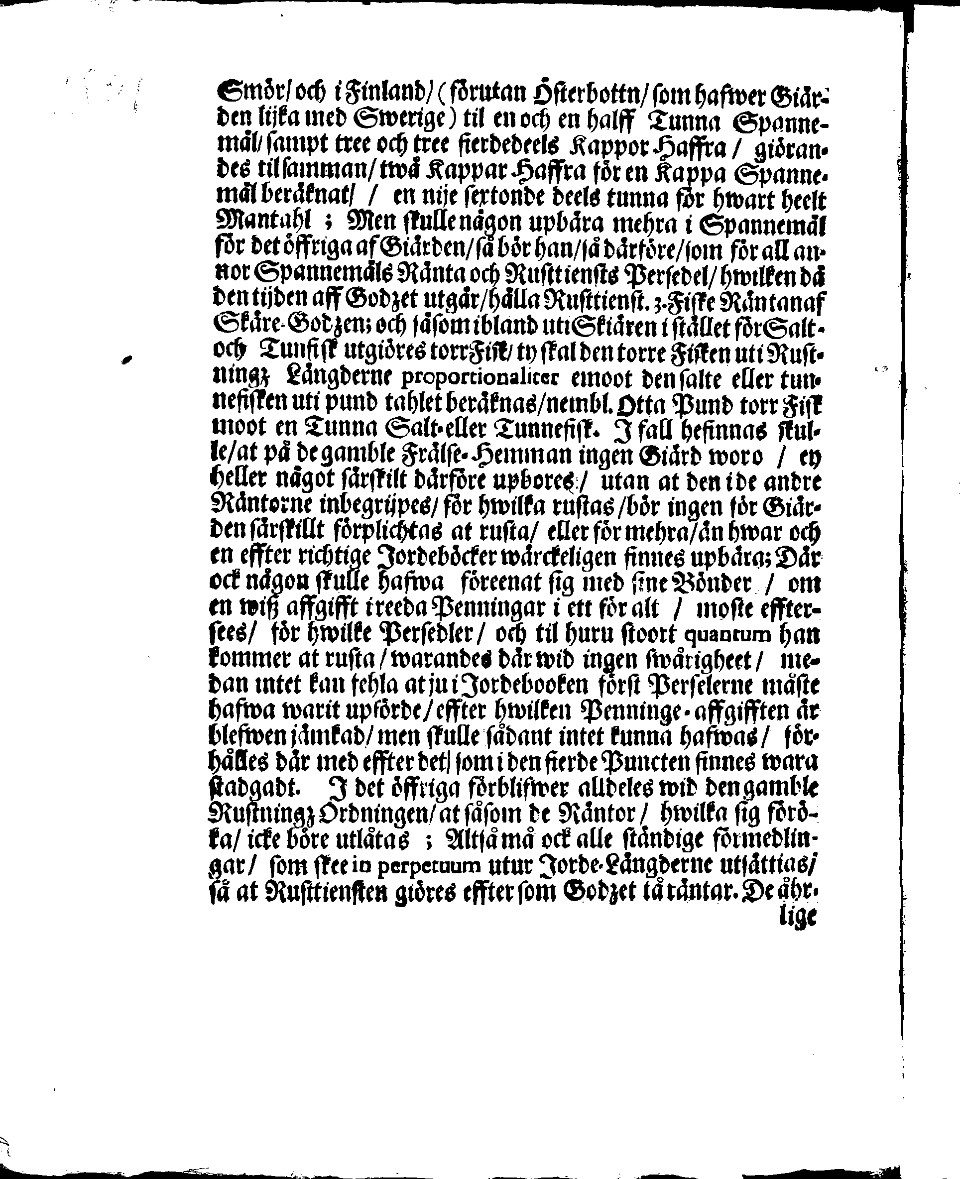 Kongl. May:tz Rusttienstz Ordning, Allom Wederbörandom til Effterrättelse