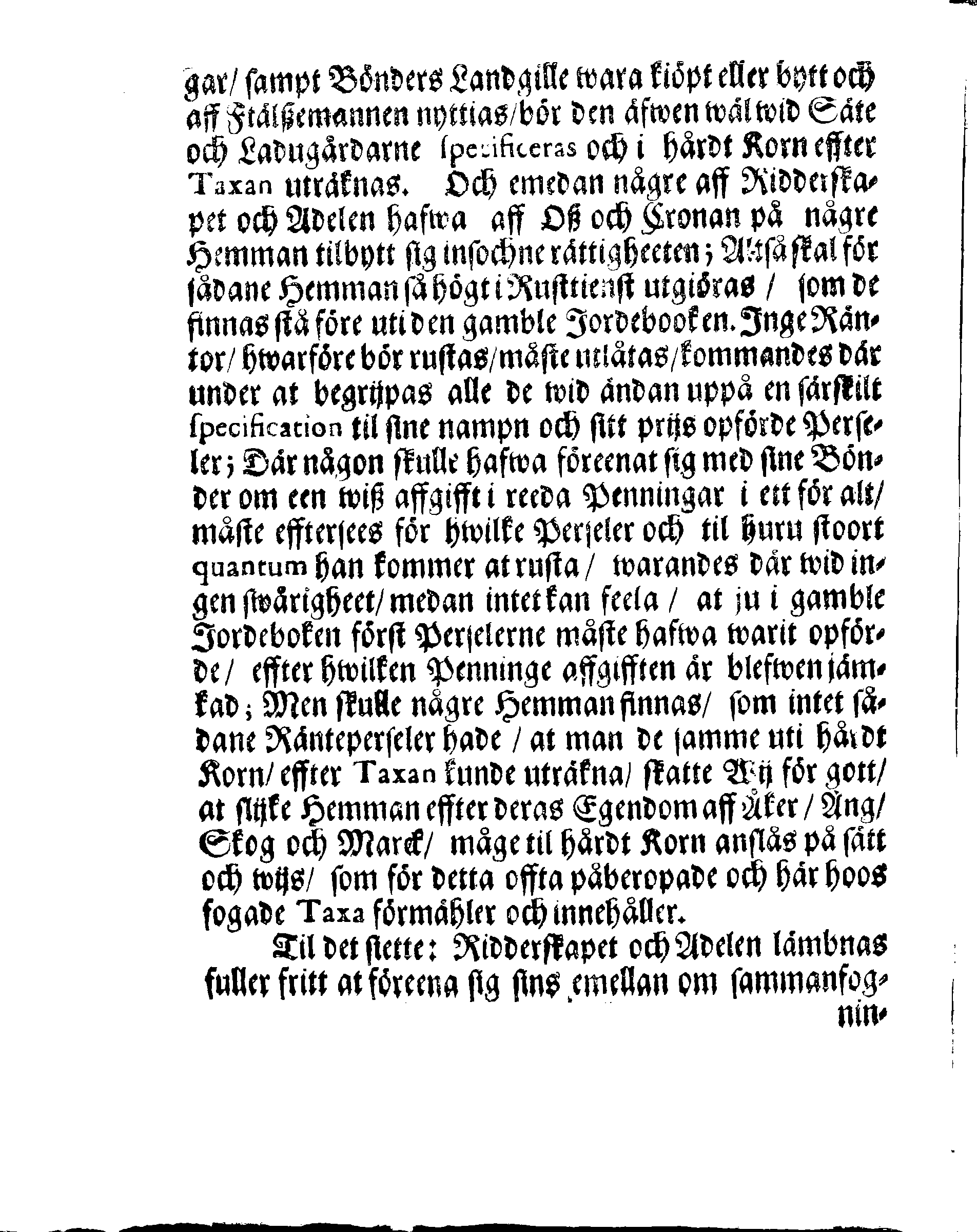 Kongl. May:tz Rusttiensts Ordning, Angående Ridderskapet och Adelen uti Skåne, Halland, Bleking och Bahuus Lähn