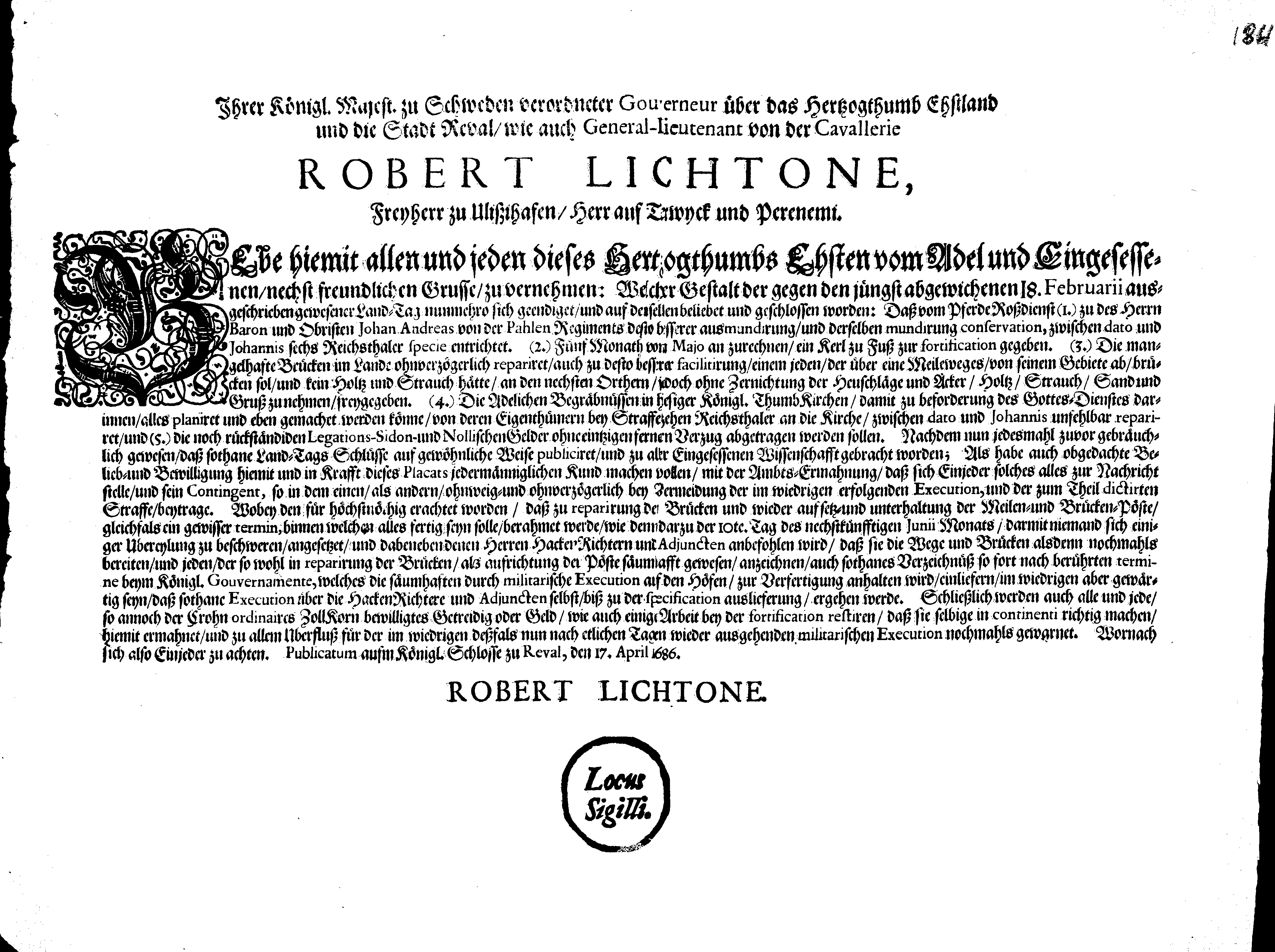 [Robert Lichtoni korraldus]