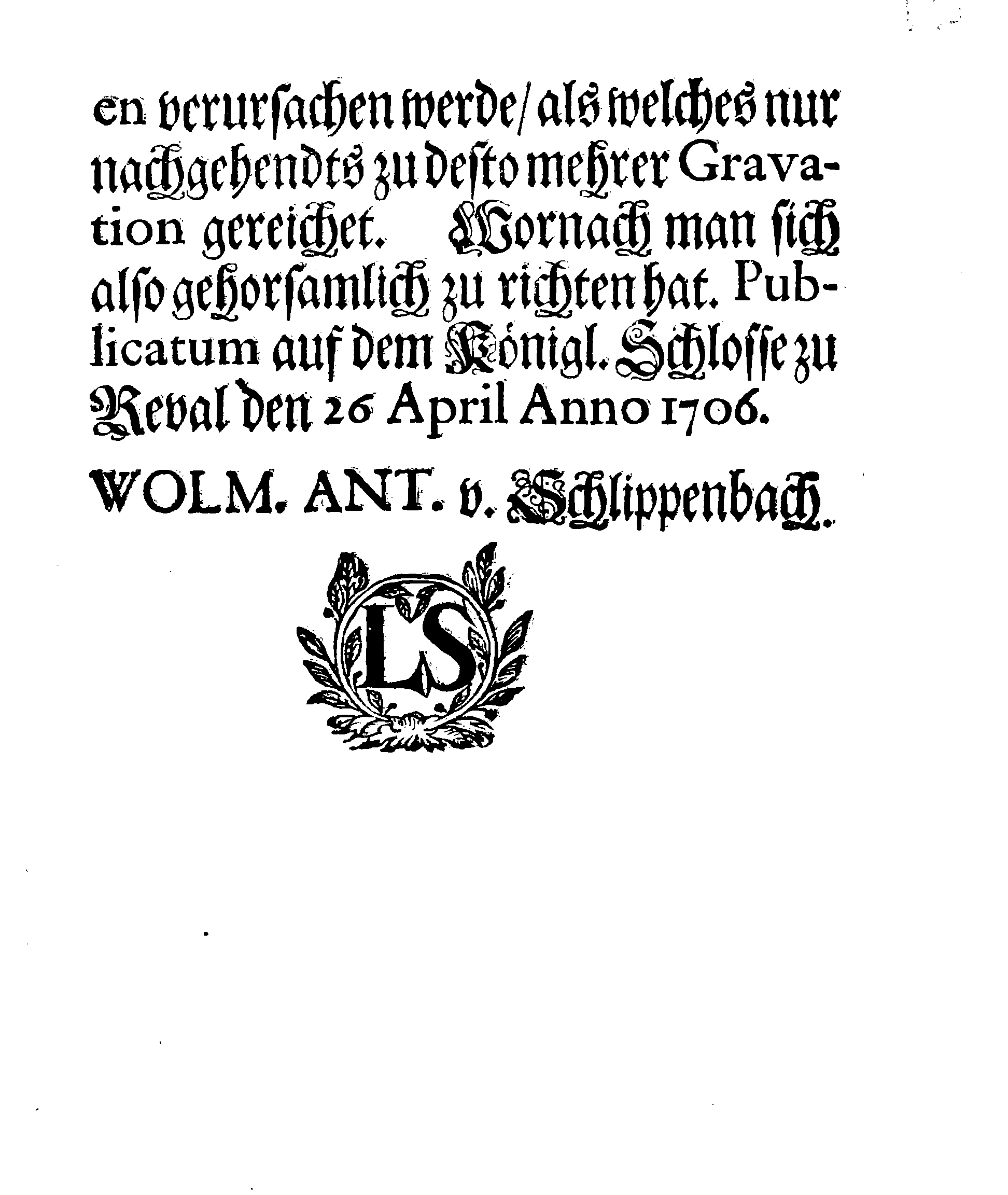 [Wolmar Anton von Schlippenbachi korraldus]