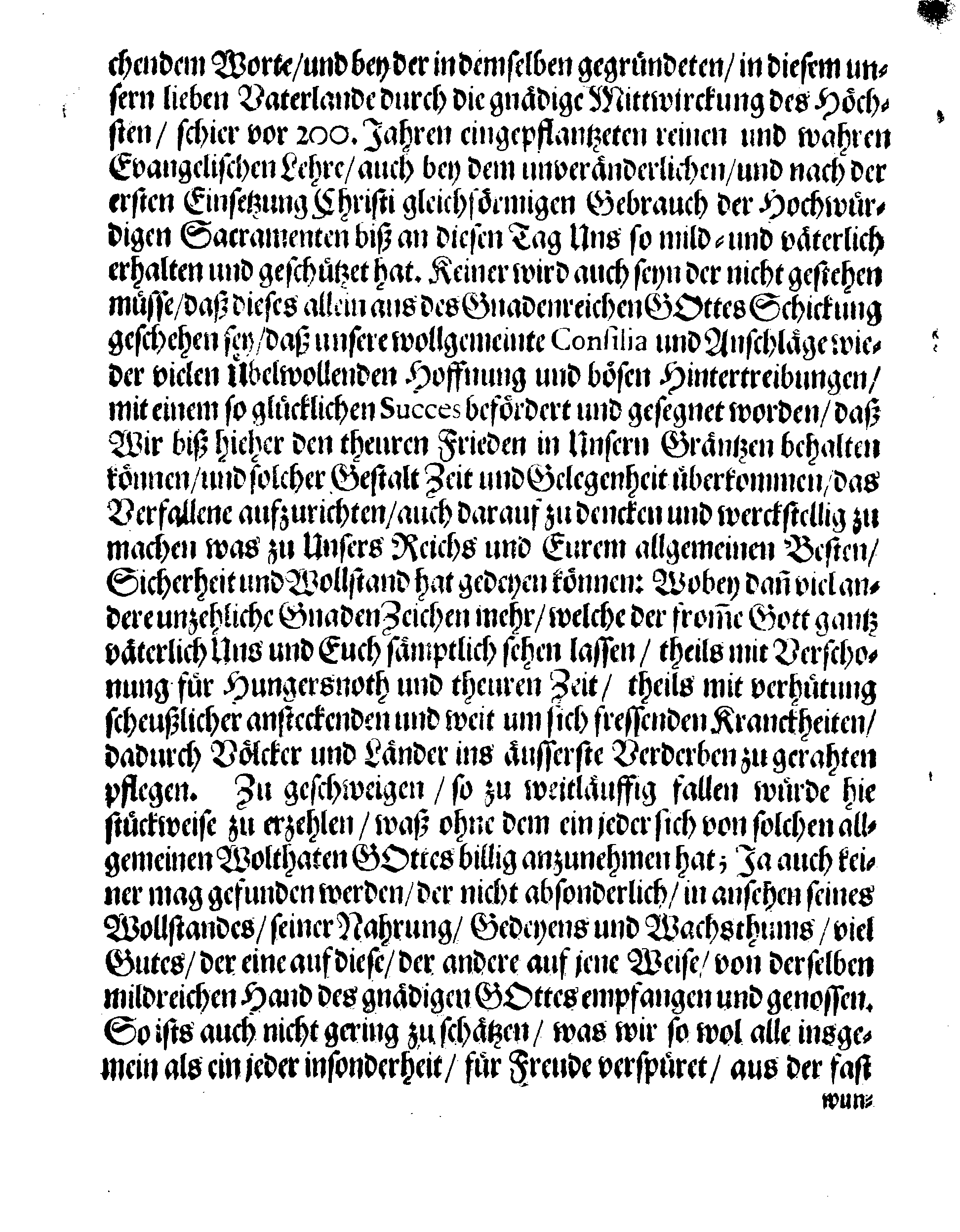 Ihr. Königl. Majest. PLACAT, Wegen Der Vier allgemeinen Solennen, Dank-Fast-Buß- und Bet-Tagen, so im gegenwärtigen Jahr 1688. durch das gantze Schweden Reich, und die darunter liegende Provincien, wie auch das Groß-Fürstenthumb Finland, samt Ehst-Lieff- und Ingermanland sollen gehalten und gefeyert werden