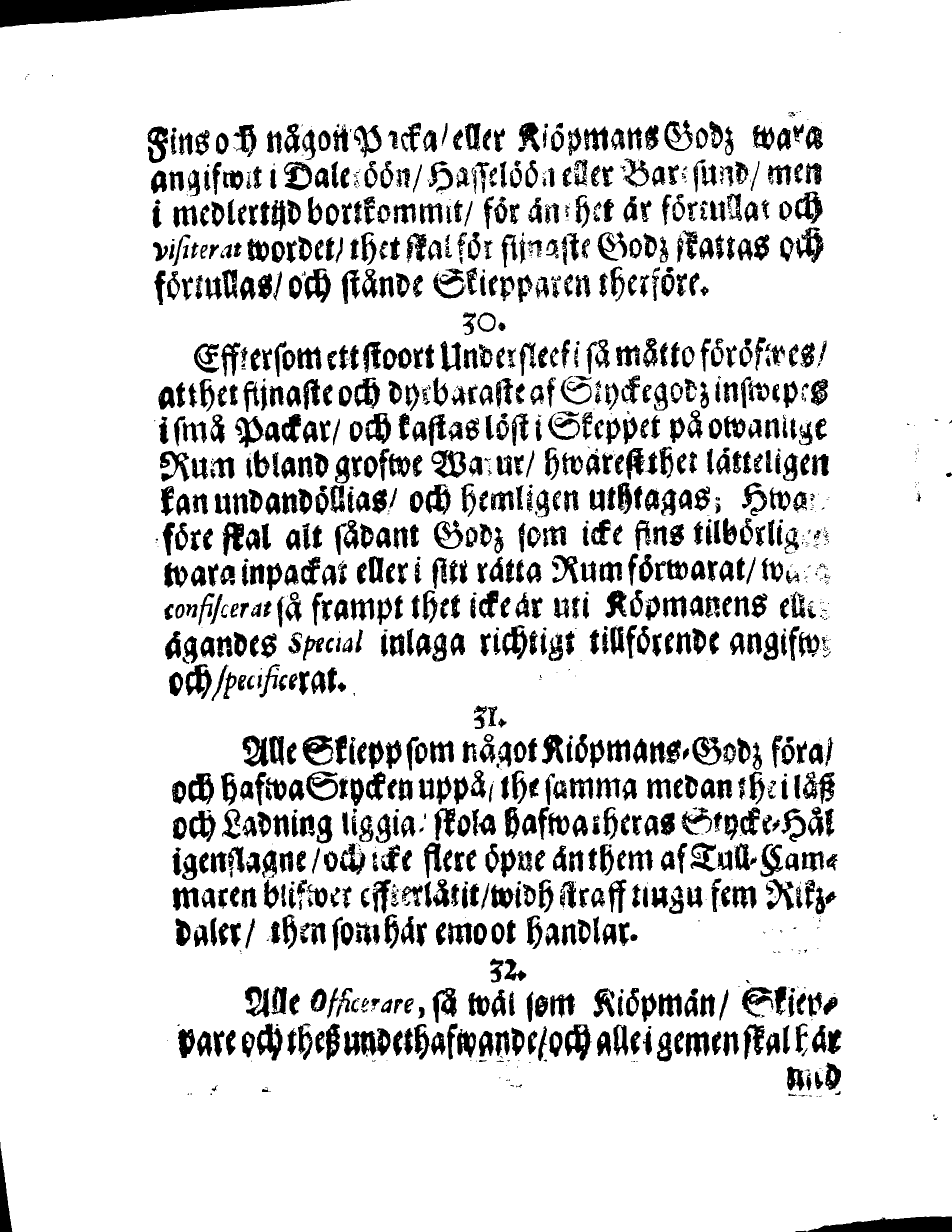 Kongl. May:tz ORDNING, Hwar effter Kiöpmän och Skieppare som på Swerige och Frinnland handla sigh uthi In- och Uthseglande rätta skole