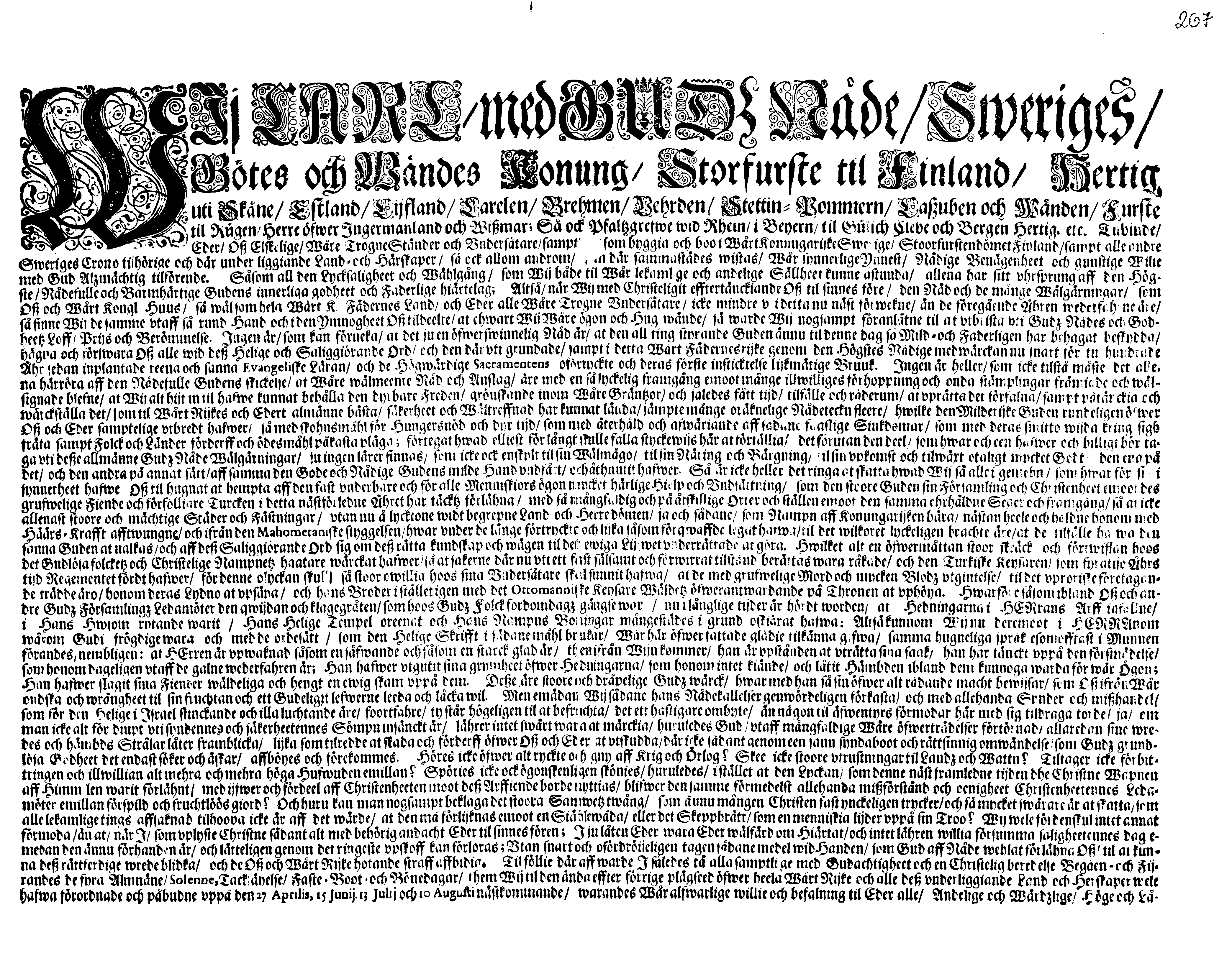 [Kuningas Karl XI korraldus]