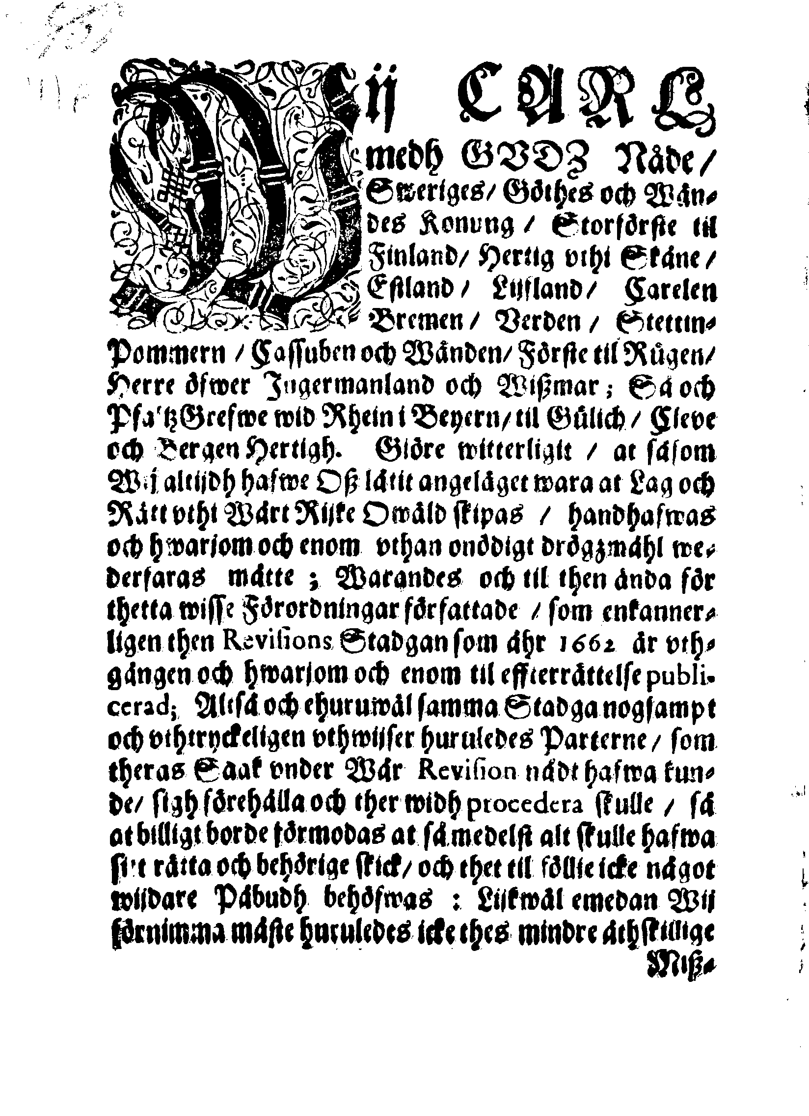 Kongl. May:tz Nådige Förordning, Angående Justitiae Sakerne uti dess Revision och hwad som der wid observeras bör