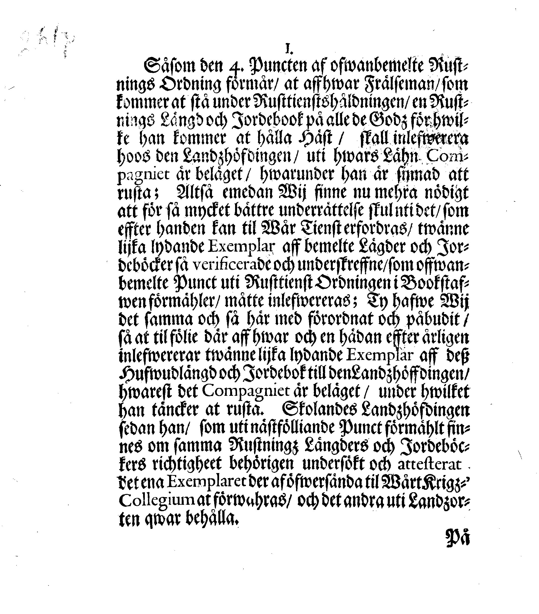 Kongl. May:tz Förklaring, Öfwernågre Måhl och ährender, angående den sidst utgångne Rusttiensts Ordningen