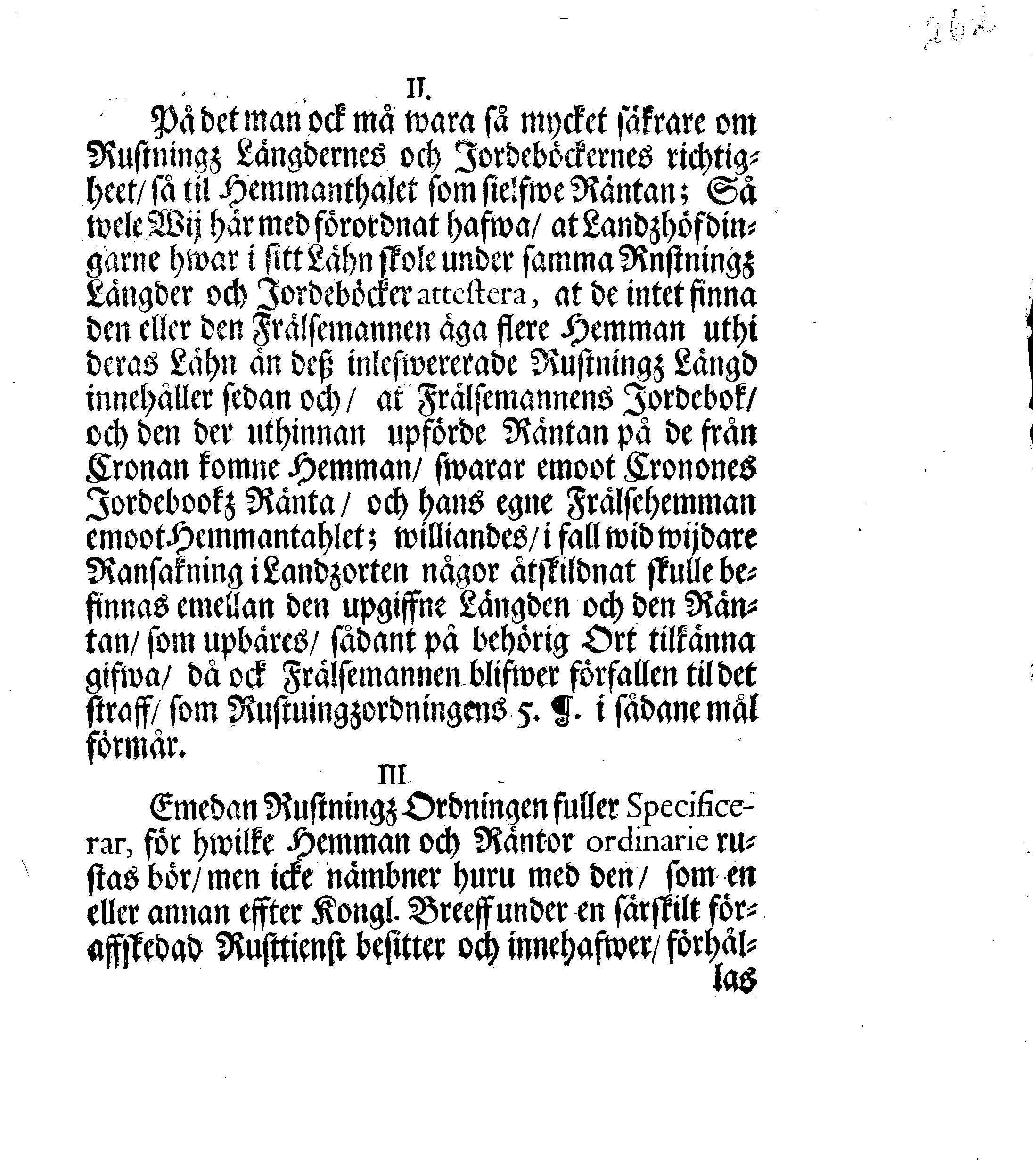 Kongl. May:tz Förklaring, Öfwernågre Måhl och ährender, angående den sidst utgångne Rusttiensts Ordningen