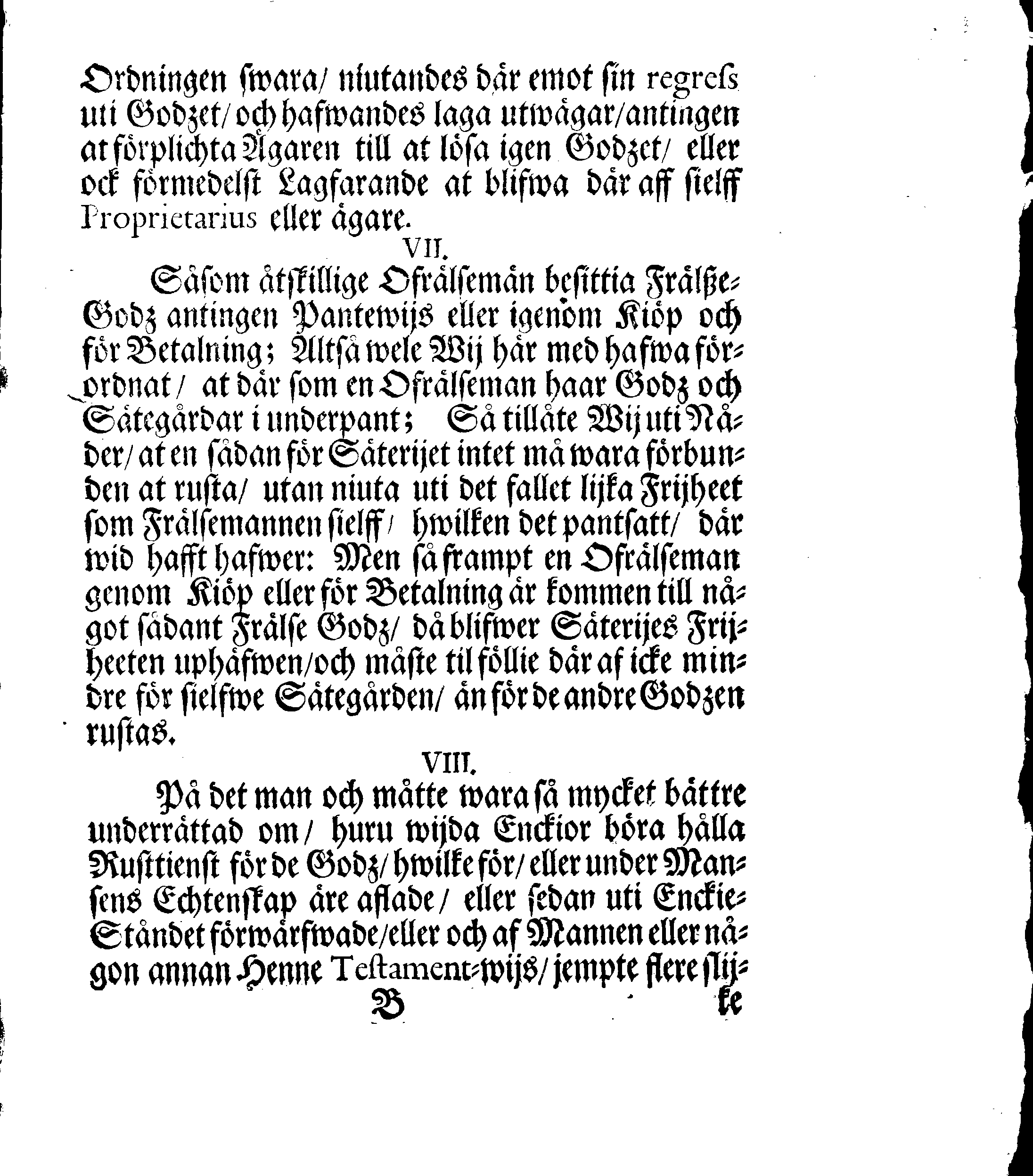 Kongl. May:tz Förklaring, Öfwernågre Måhl och ährender, angående den sidst utgångne Rusttiensts Ordningen