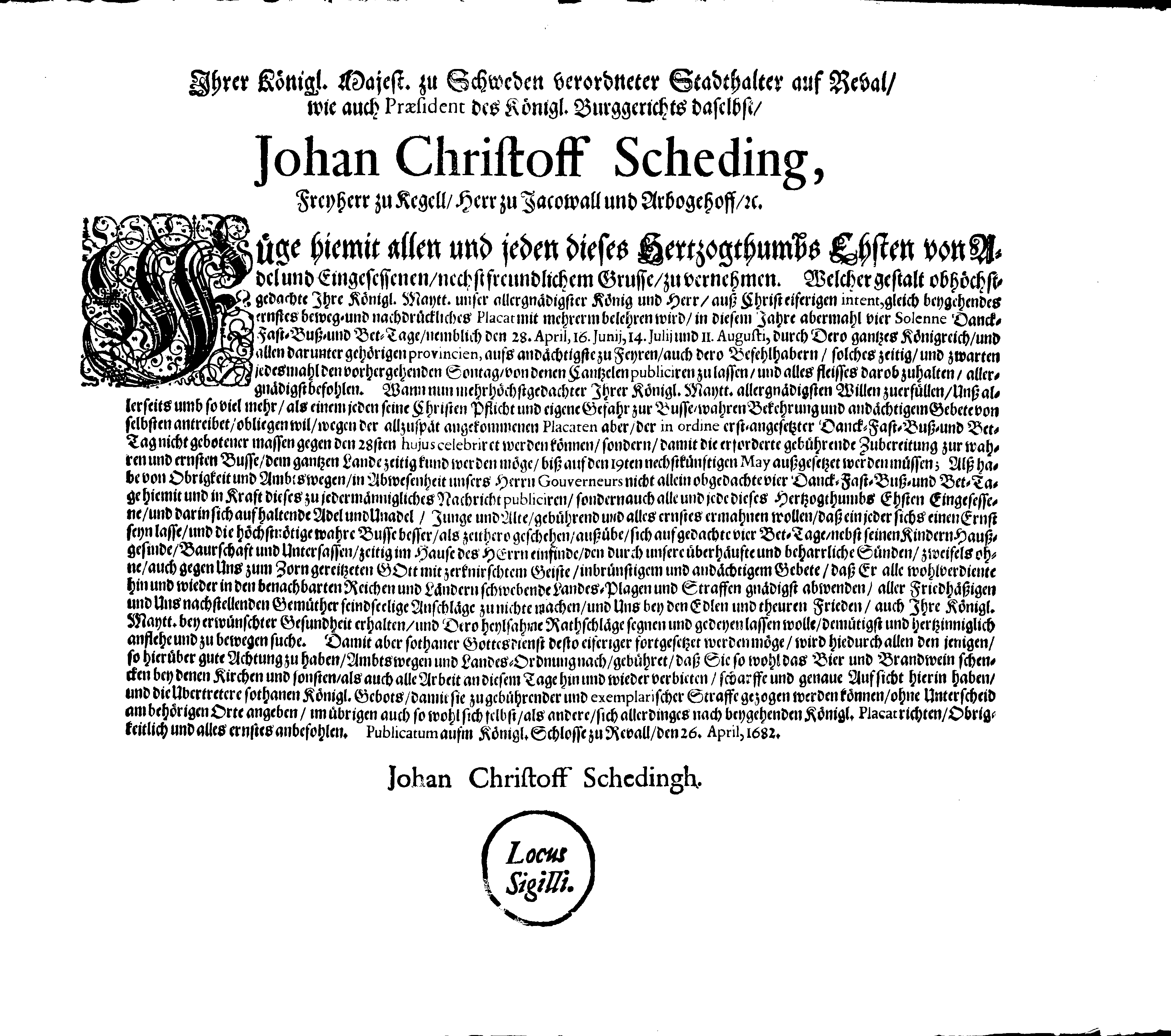 [Johan Christopher von Scheidingi korraldus]