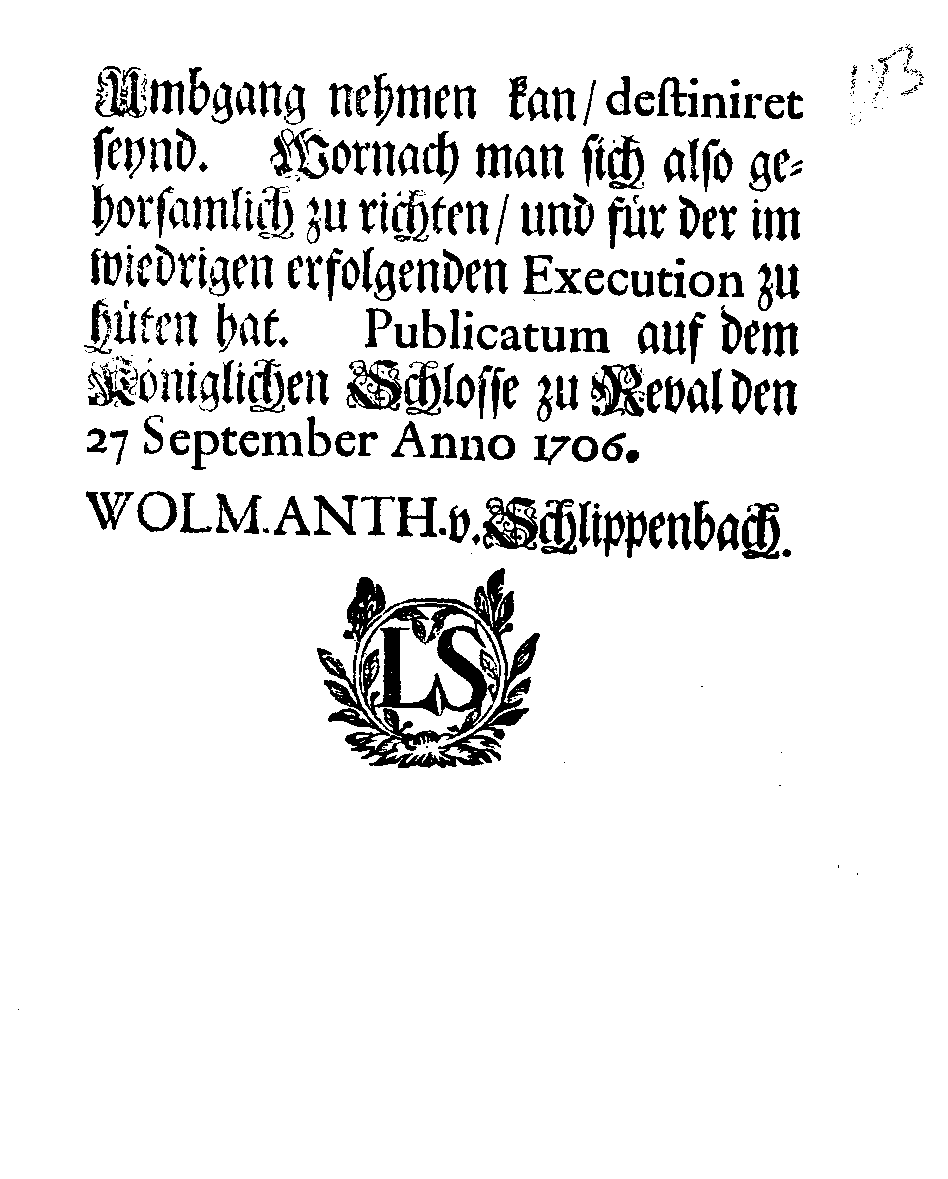 [Wolmar Anton von Schlippenbachi korraldus]