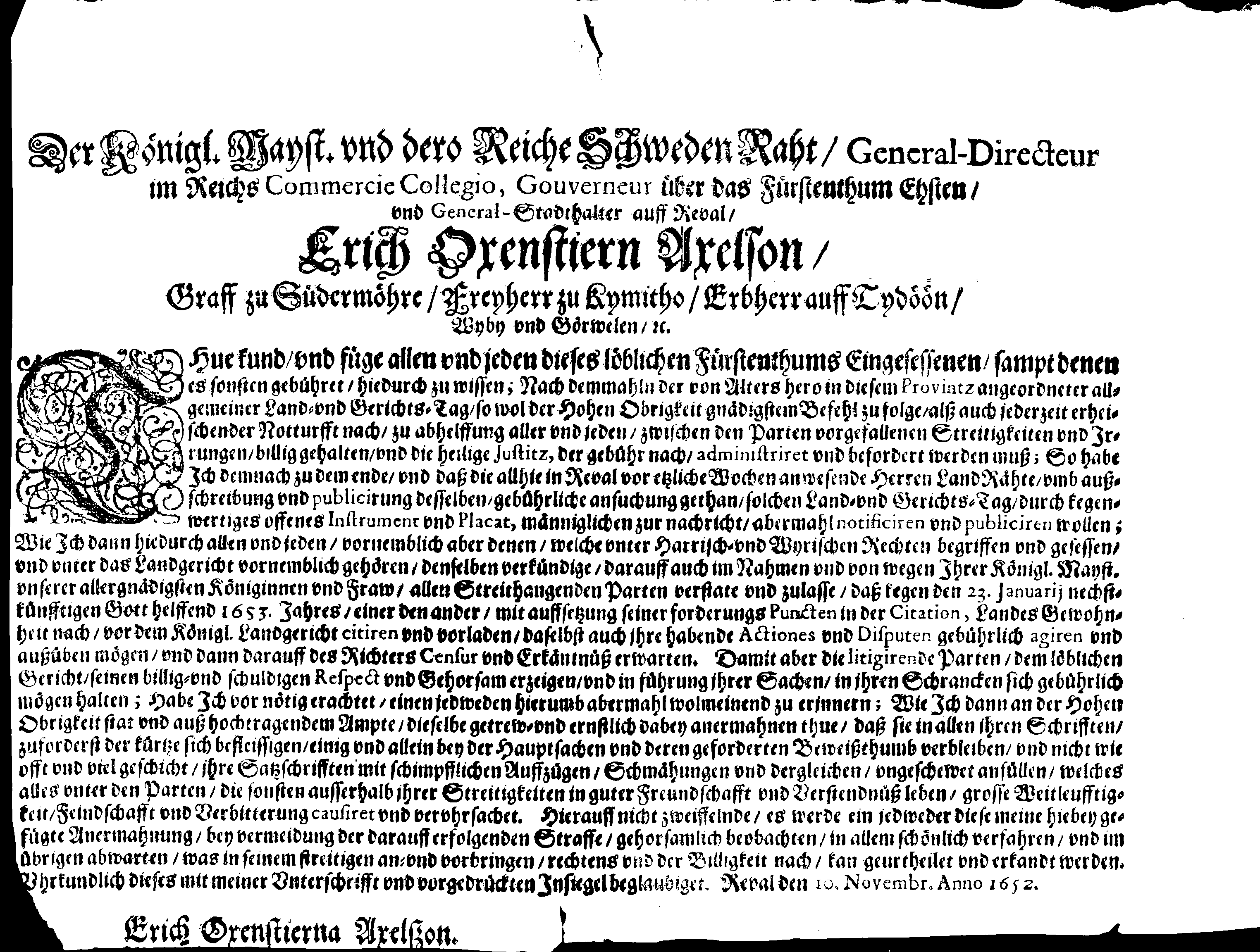 [Erik Oxenstierna korraldus]