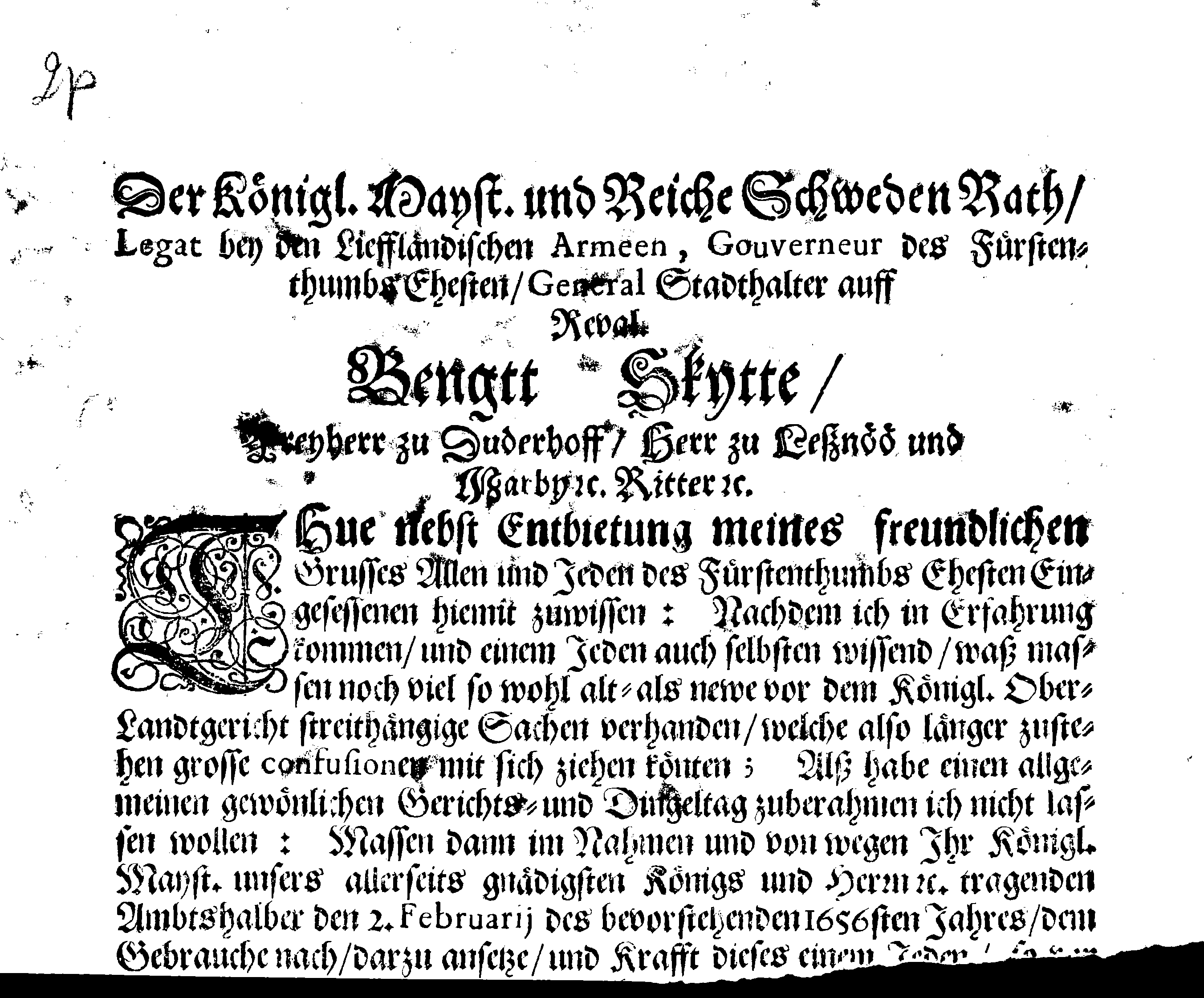 [Bengt Skytte korraldus]