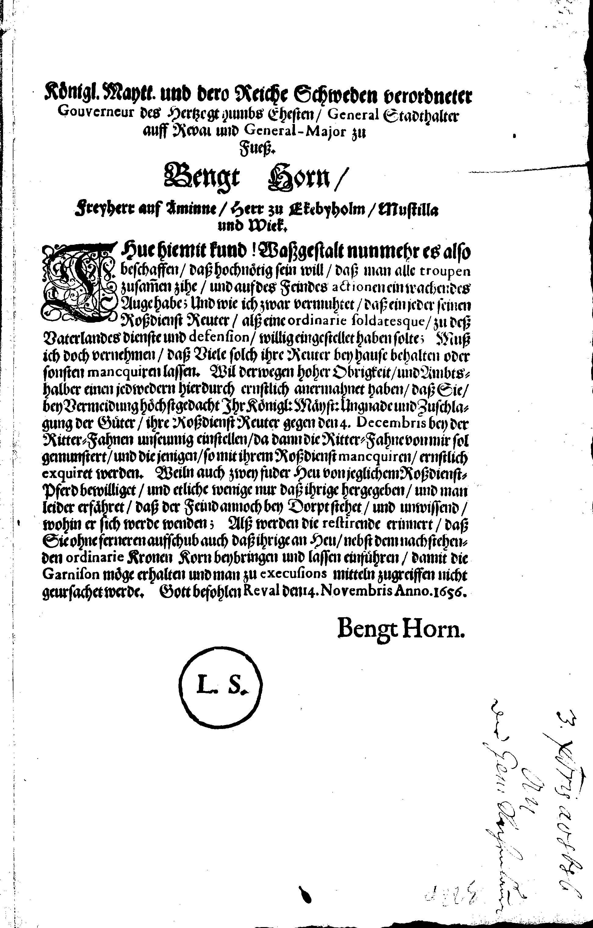 [Bengt Horni korraldus]