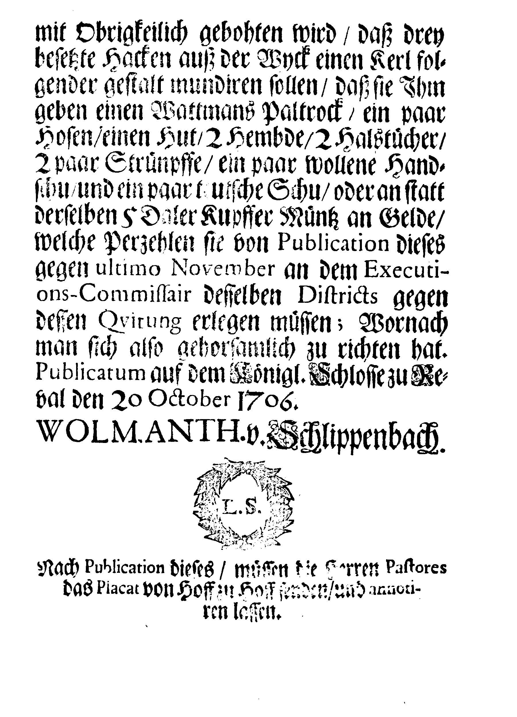 [Wolmar Anton von Schlippenbachi korraldus]