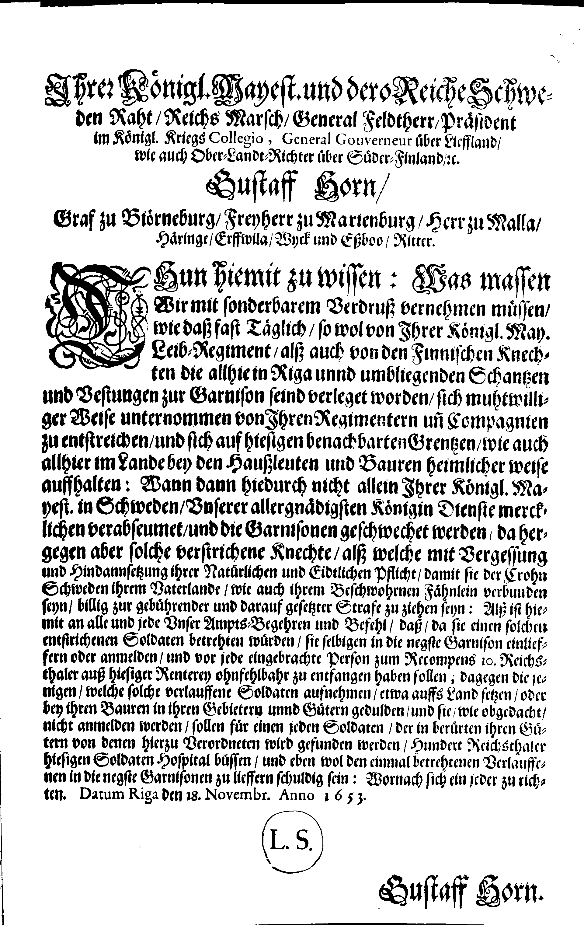 [Gustav Horni korraldus]