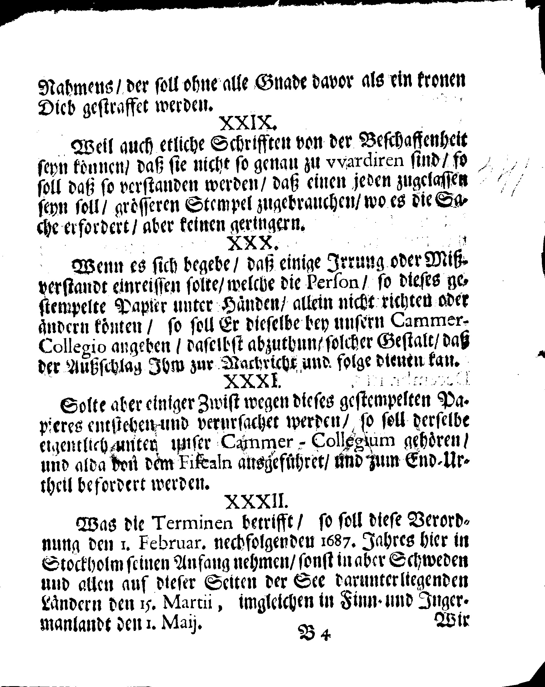 Ihrer Königl. May.tt Stadga und Verordnung, Angehend CHARTAM SIGILLATAM oder Gestempelt Papier