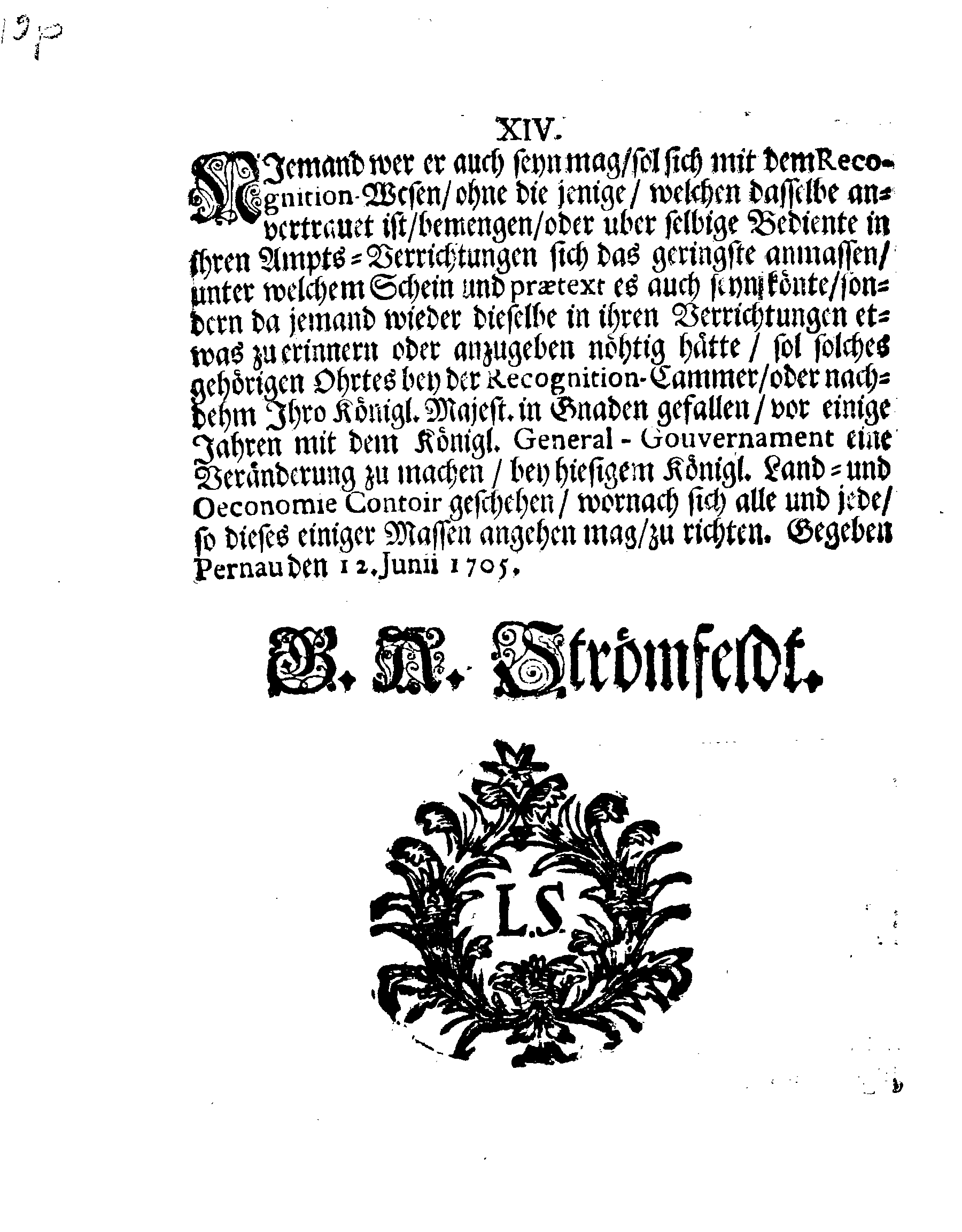 [Gustav Adolph Strömfeldti korraldus]