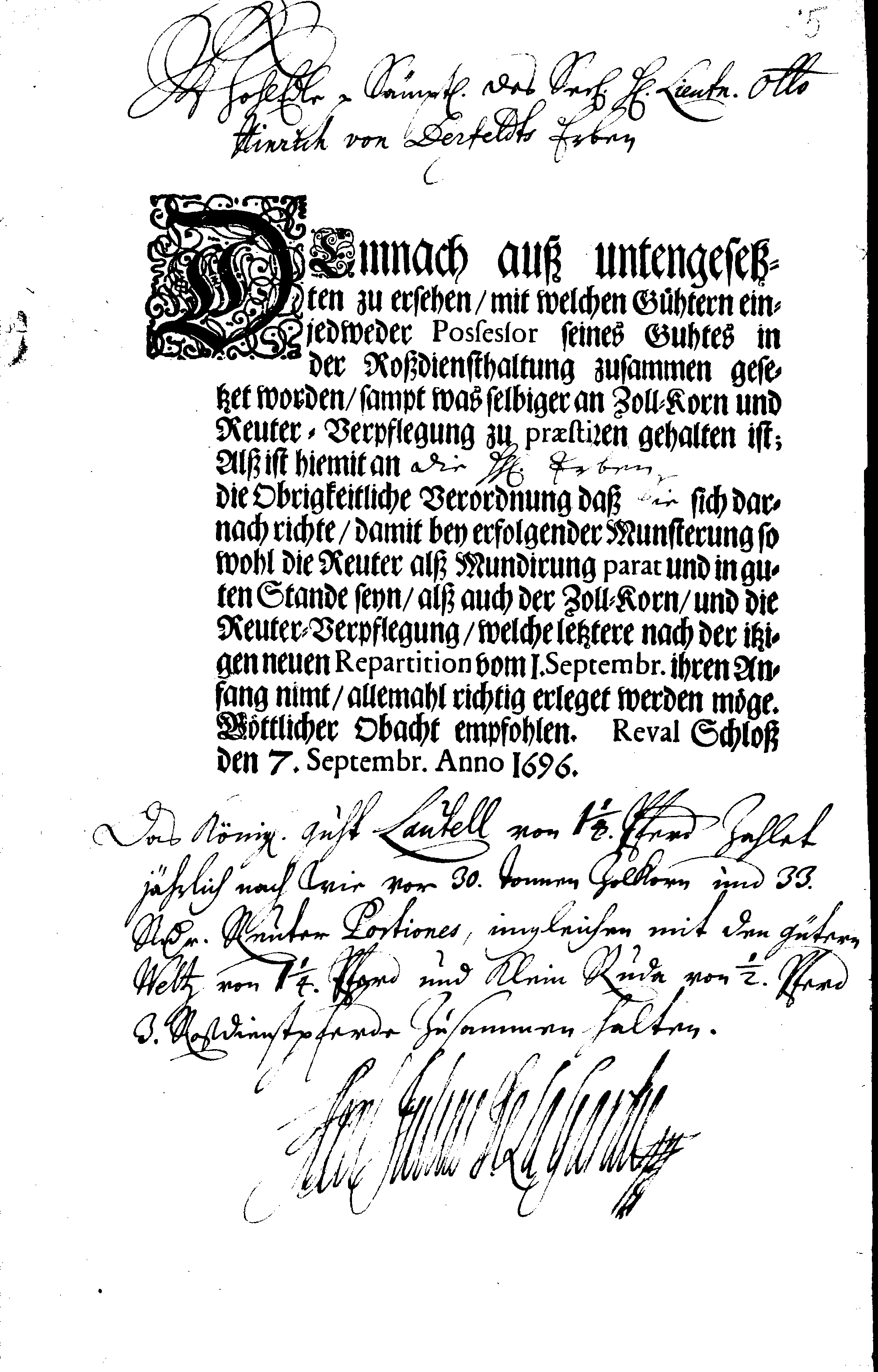 [Axel Julius De la Gardie korraldus]