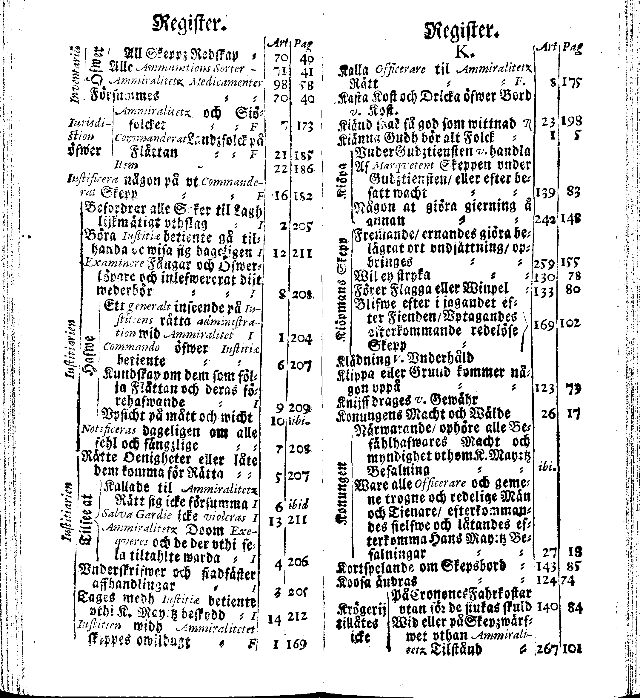 Siö-Lagh: Som Then Stoormächtigste Konung och Herre Her CARL then Elffte, Sweriges, Göthes och Wändes Konung, [etc.] Åhr 1667 hafwer låtit författa, Af Trycket utgå och Publicera. Nu effter mångens Begäran i mindre Format, af nyo omtryckt, Med Förökning af åtskillige Kongl. May:tz Stadgar och Förordningar. Angående Alt hwad Kiöpman, Redare, Skippare och Lodzmän, wid Skip-Farten; for In- och Utgående, böra i Acht taga