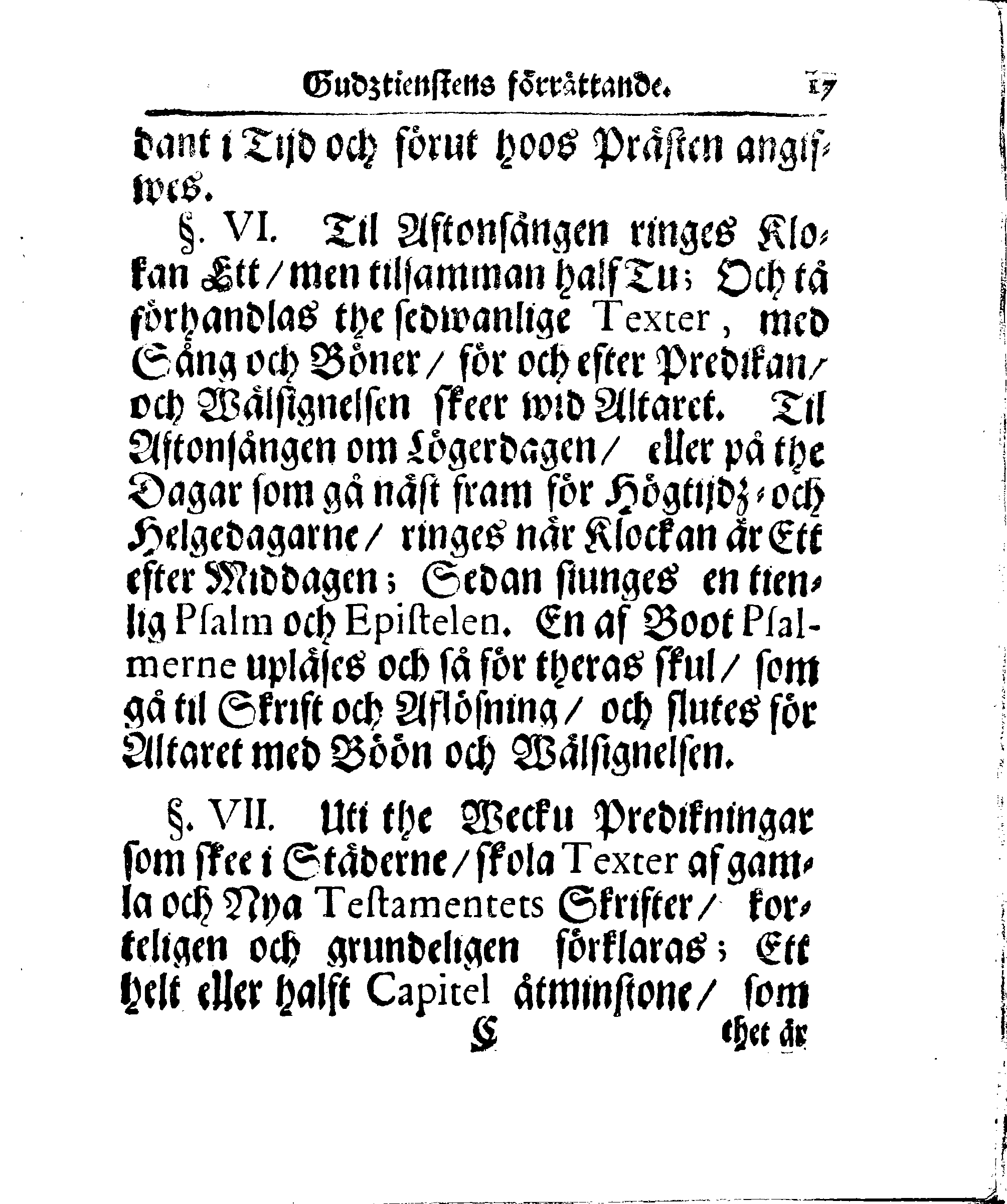 Kyrkio-Lag och Ordning, som then Stormächtigste Konung och Herre, Herr CARL then Elofte, Sweriges, Göthes och Wändes Konung, [etc.] Åhr 1686. hafwer låtit försatta, och Åhr 1687. af Trycket utgå och publicera. Jemte ther til hörige Stadgar