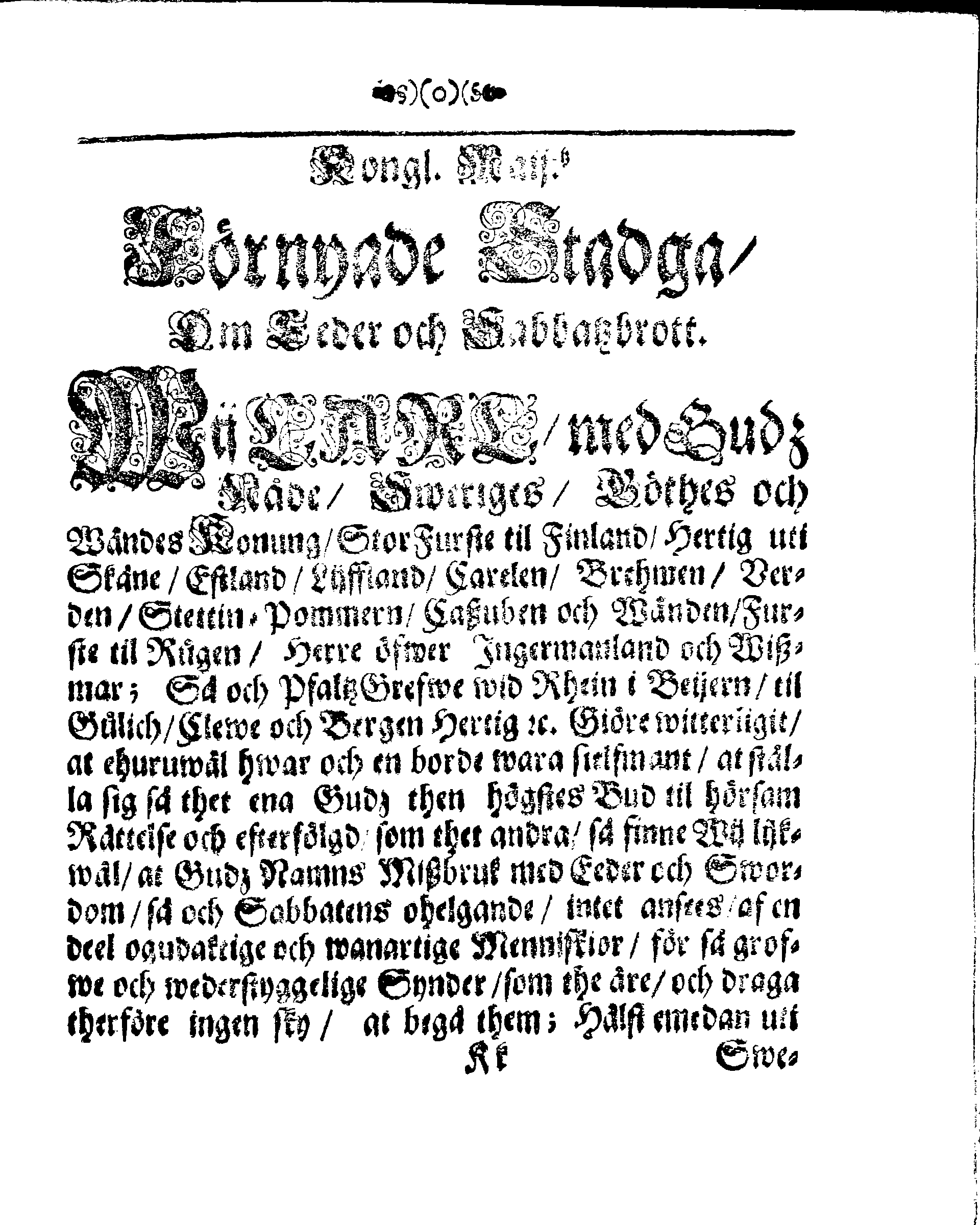 Kyrkio-Lag och Ordning, som then Stormächtigste Konung och Herre, Herr CARL then Elofte, Sweriges, Göthes och Wändes Konung, [etc.] Åhr 1686. hafwer låtit försatta, och Åhr 1687. af Trycket utgå och publicera. Jemte ther til hörige Stadgar