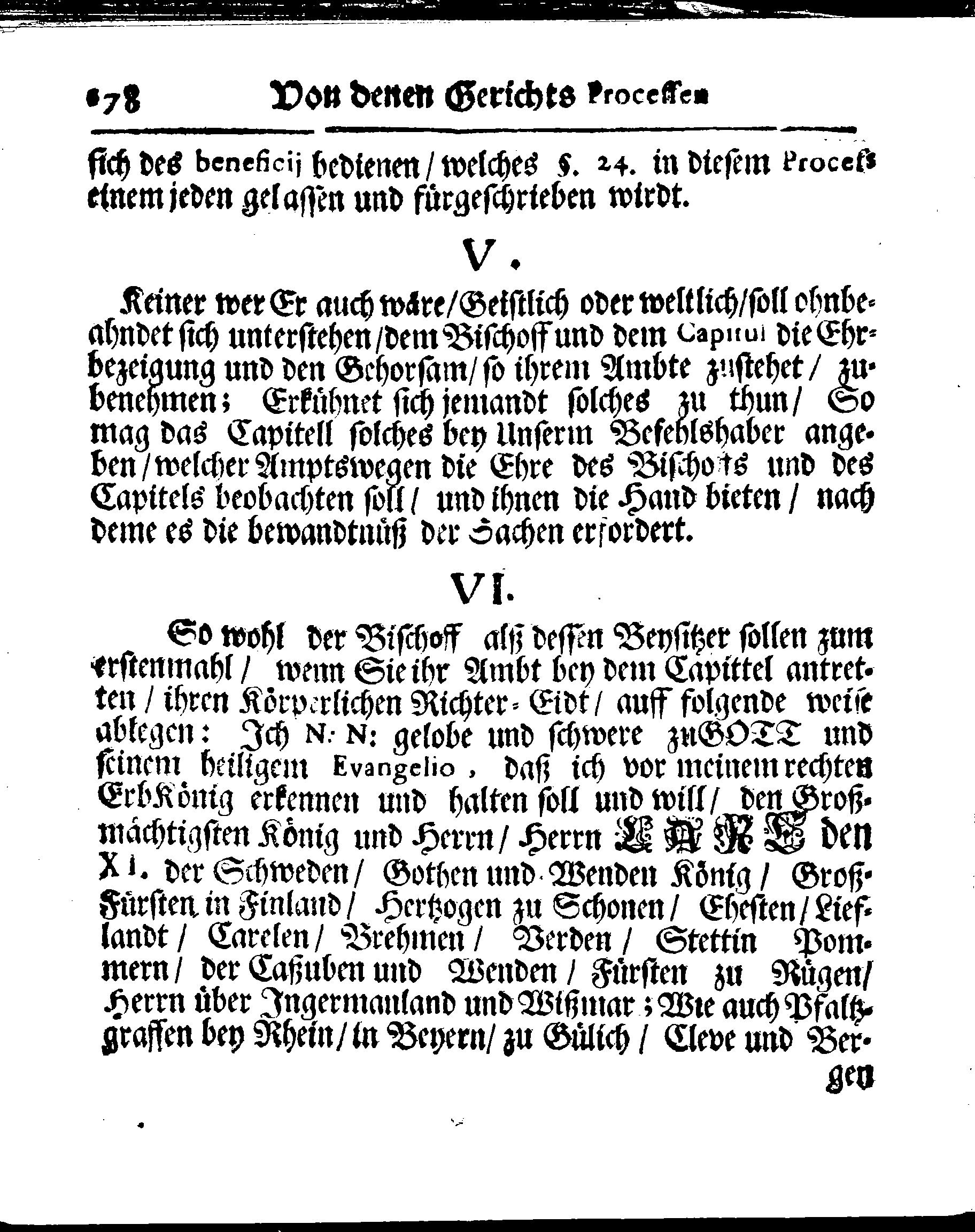 Kirchen-Gesetz und Ordnung, So der Großmächtigste König und Herr, Herr CARL, der Eilffte, Der Schweden, Gothen und Wenden König, [etc.] Im Jahr 1686 hat verfassen und Im Jahr 1687 im Druck außgehen und publiciren lassen. Mit denen dazu gehörigen Verordnungen.