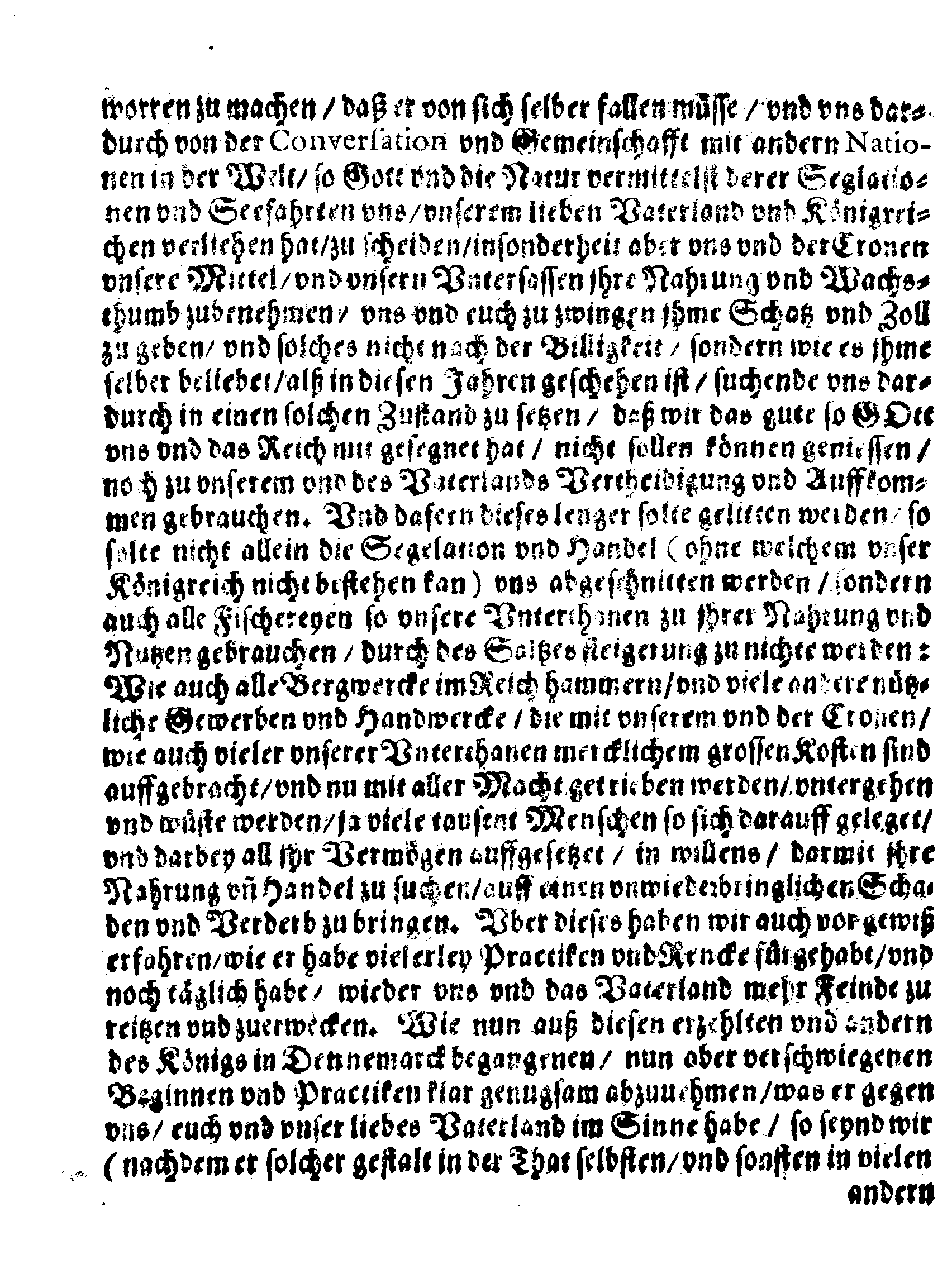 Patent Ihrer Königl. Mayst. zu Schweden, Darinnen die Ursachen kürtzlich angezeiget werden, warumb Sie mit den König in Dennemarck Krieg angefangen
