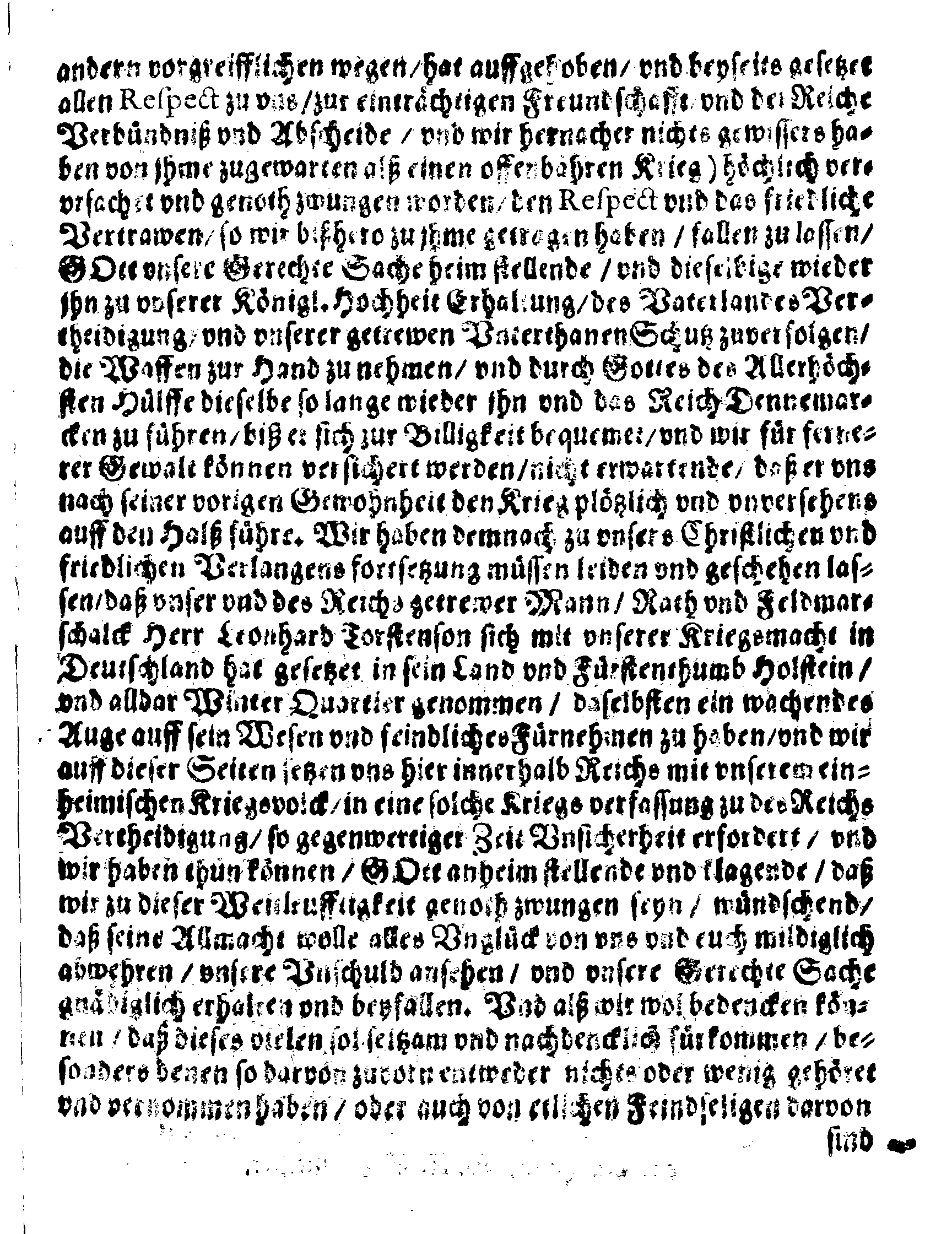 Patent Ihrer Königl. Mayst. zu Schweden, Darinnen die Ursachen kürtzlich angezeiget werden, warumb Sie mit den König in Dennemarck Krieg angefangen