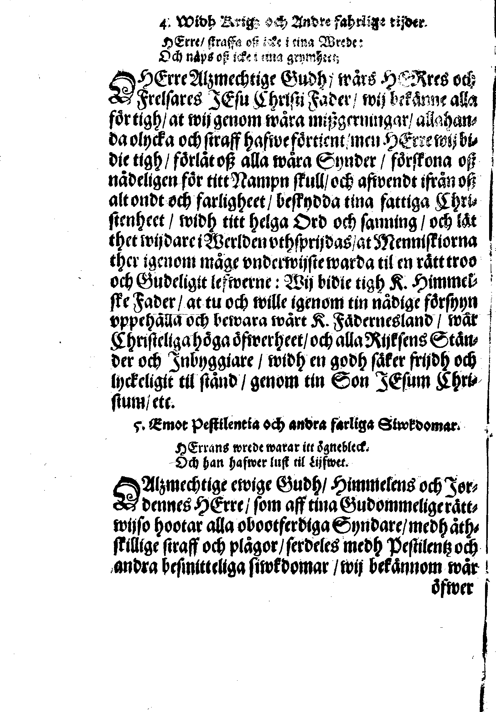 Några Böner Förordnade At allmenneligen brukas uthi alla församblingar, enkannerligen aff Predikostolen, i Sweriges Rijke och thes underliggiande Land och Provincier